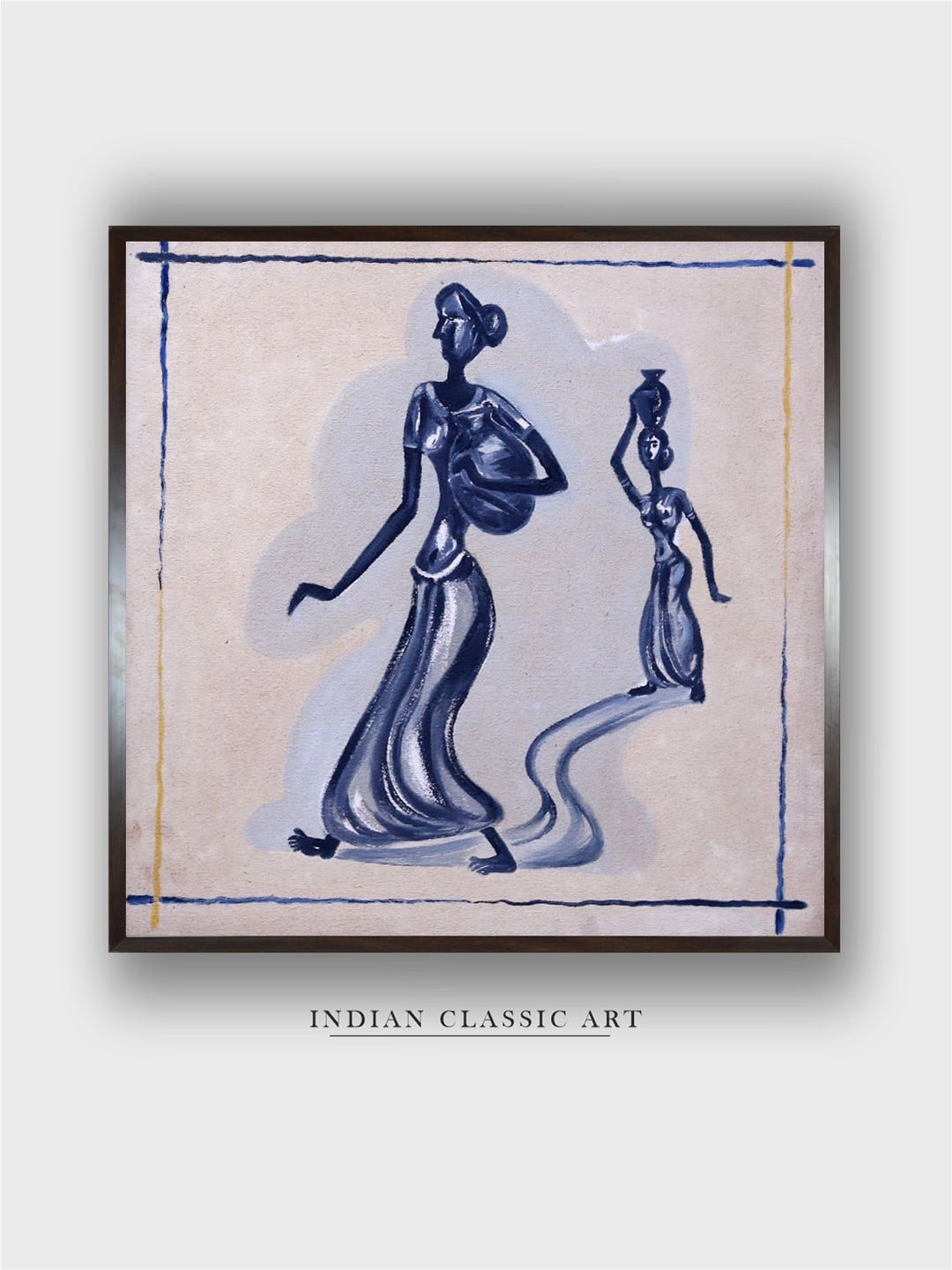 

INDIAN CLASSIC ART White & Blue Indian Folk Wall Art