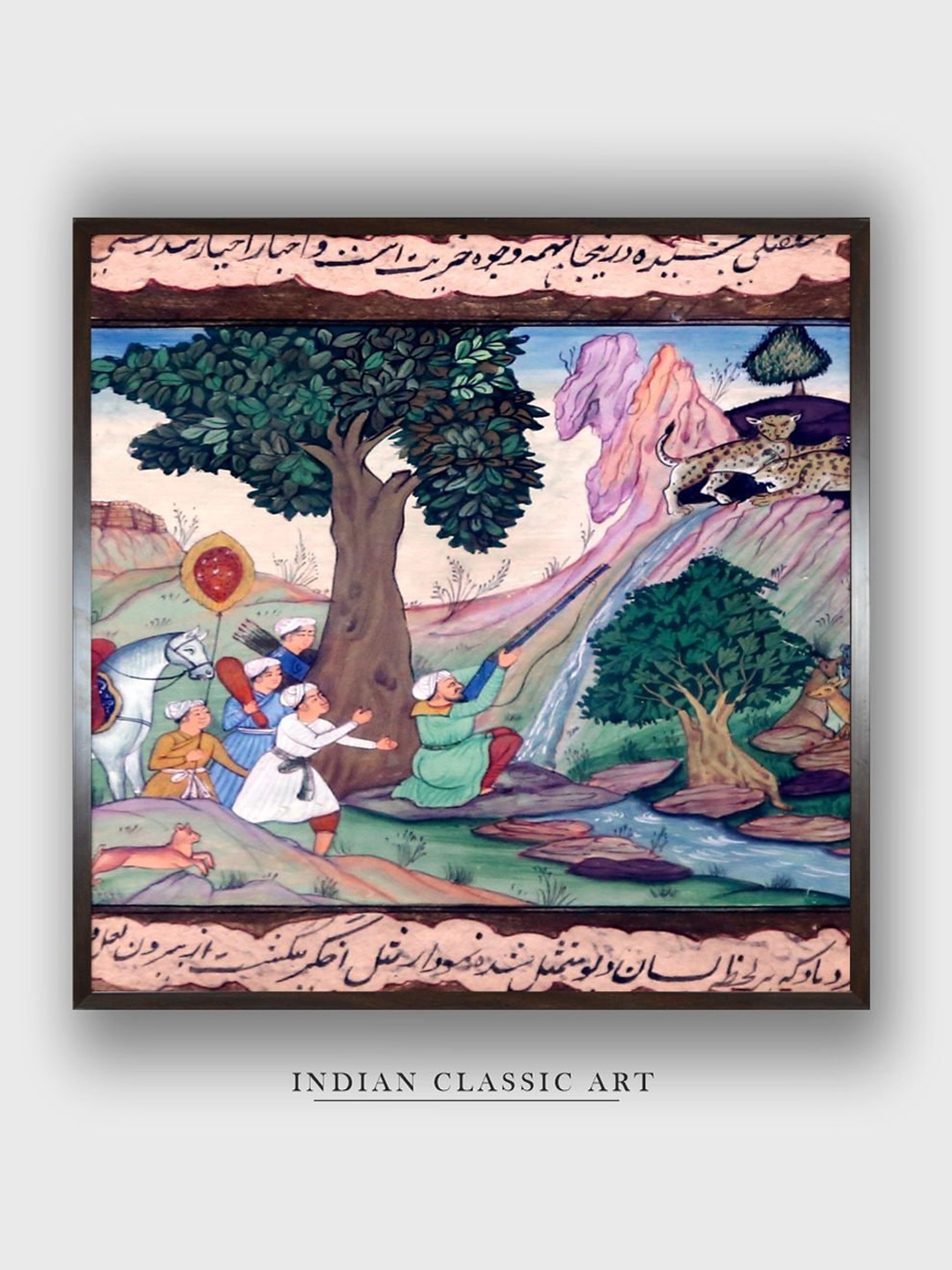 

INDIAN CLASSIC ART Pink & Brown White & Blue Indian Folk Wall Art