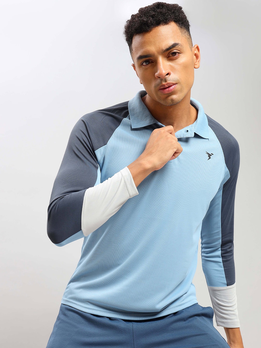 

Technosport Colourblocked Polo Collar Antimicrobial Training T-shirt, Blue