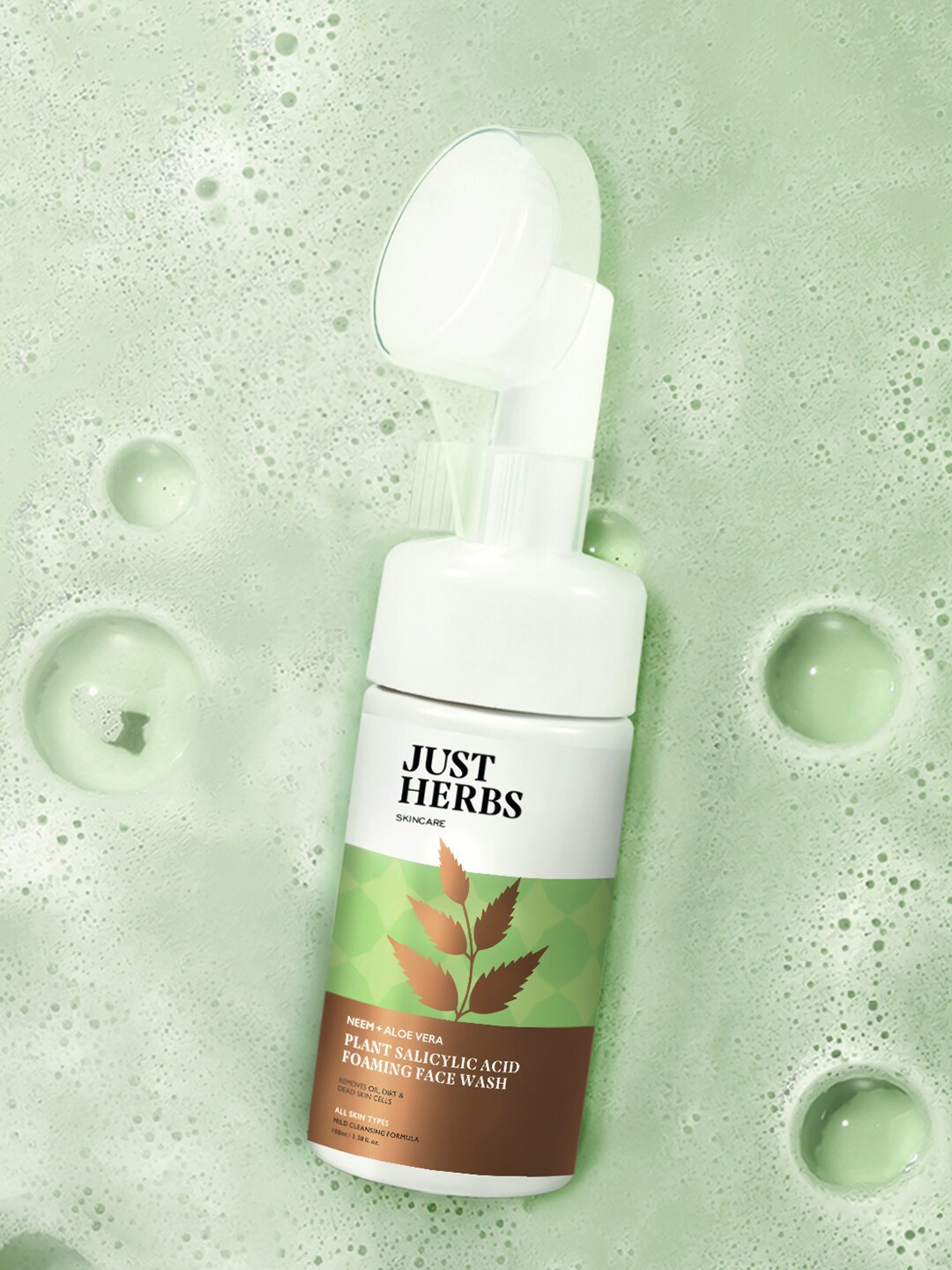 

Just Herbs Neem + Aloe Vera Plant Salicylic Acid Foaming Face Wash - 100ml, Green
