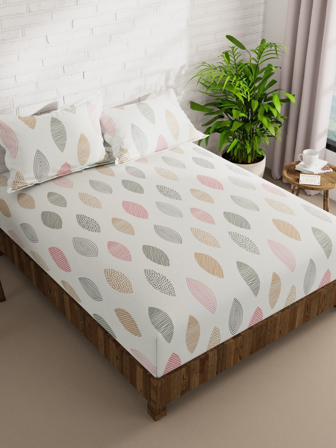 

BIANCA Envogue White & Pink Floral 152 TC Microfiber Queen Bedsheet with 2 Pillow Covers