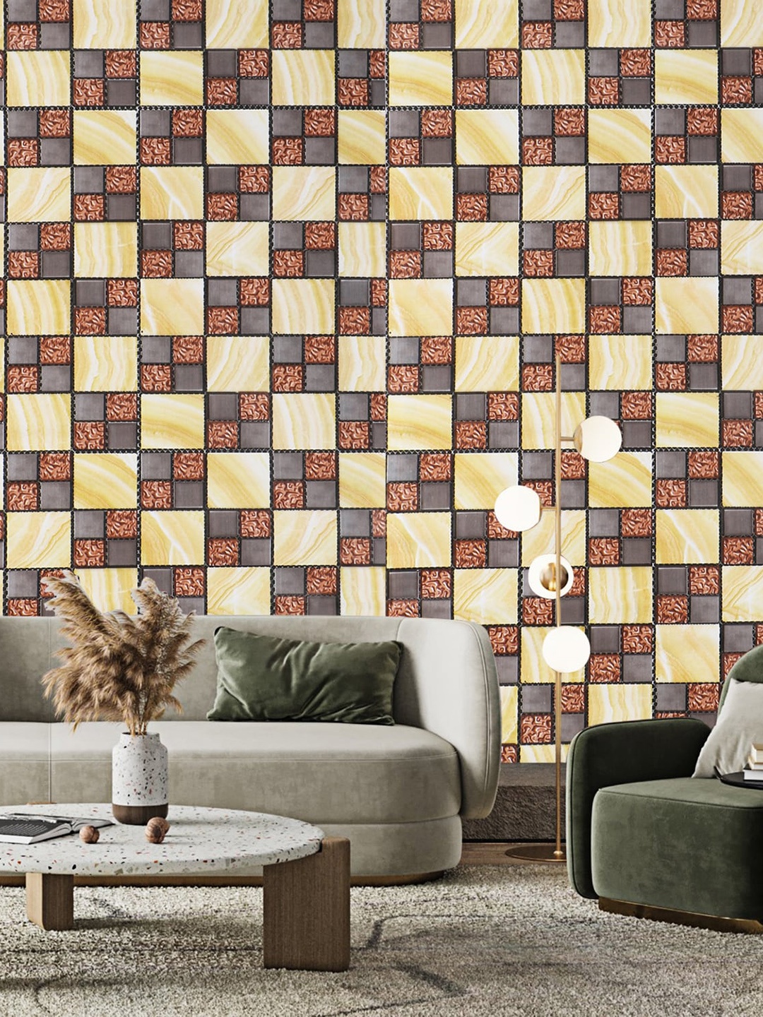 

Dakshya Industries Yellow & Grey Chase Board Printed Removable Wallpaper
