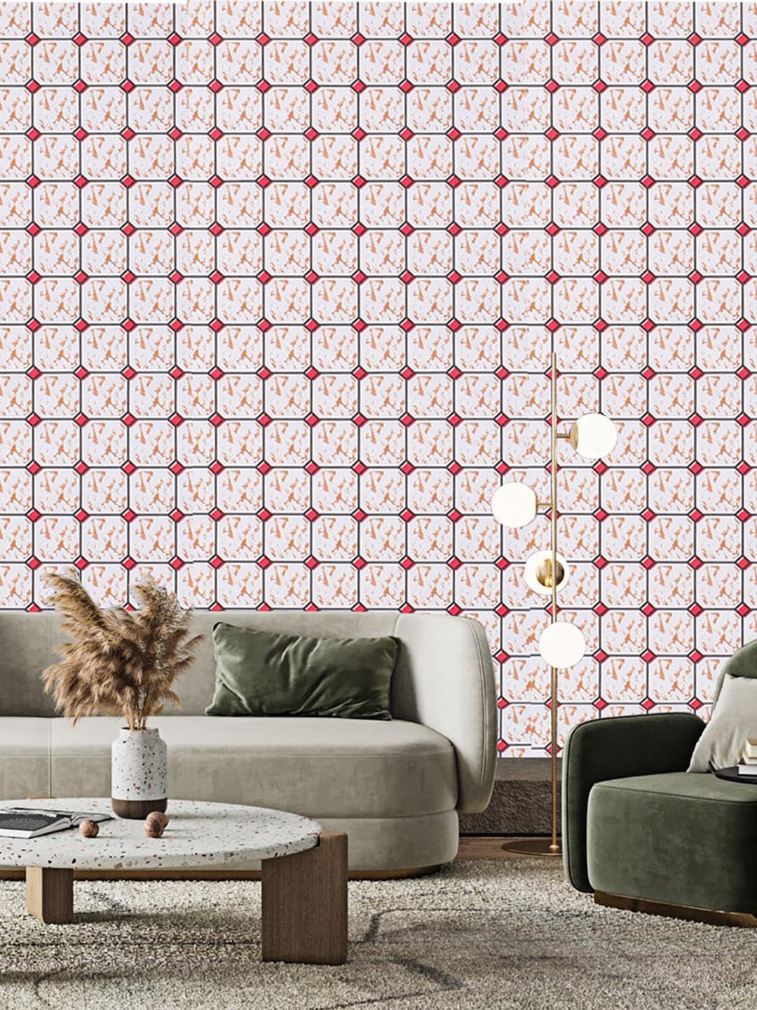 

Dakshya Industries Red & White Abstract Printed Self-Adhesive Wallpaper