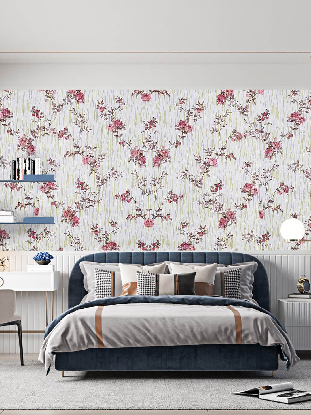 

Dakshya Industries White & Pink Floral Pattern Self Adhesive Wall Stickers