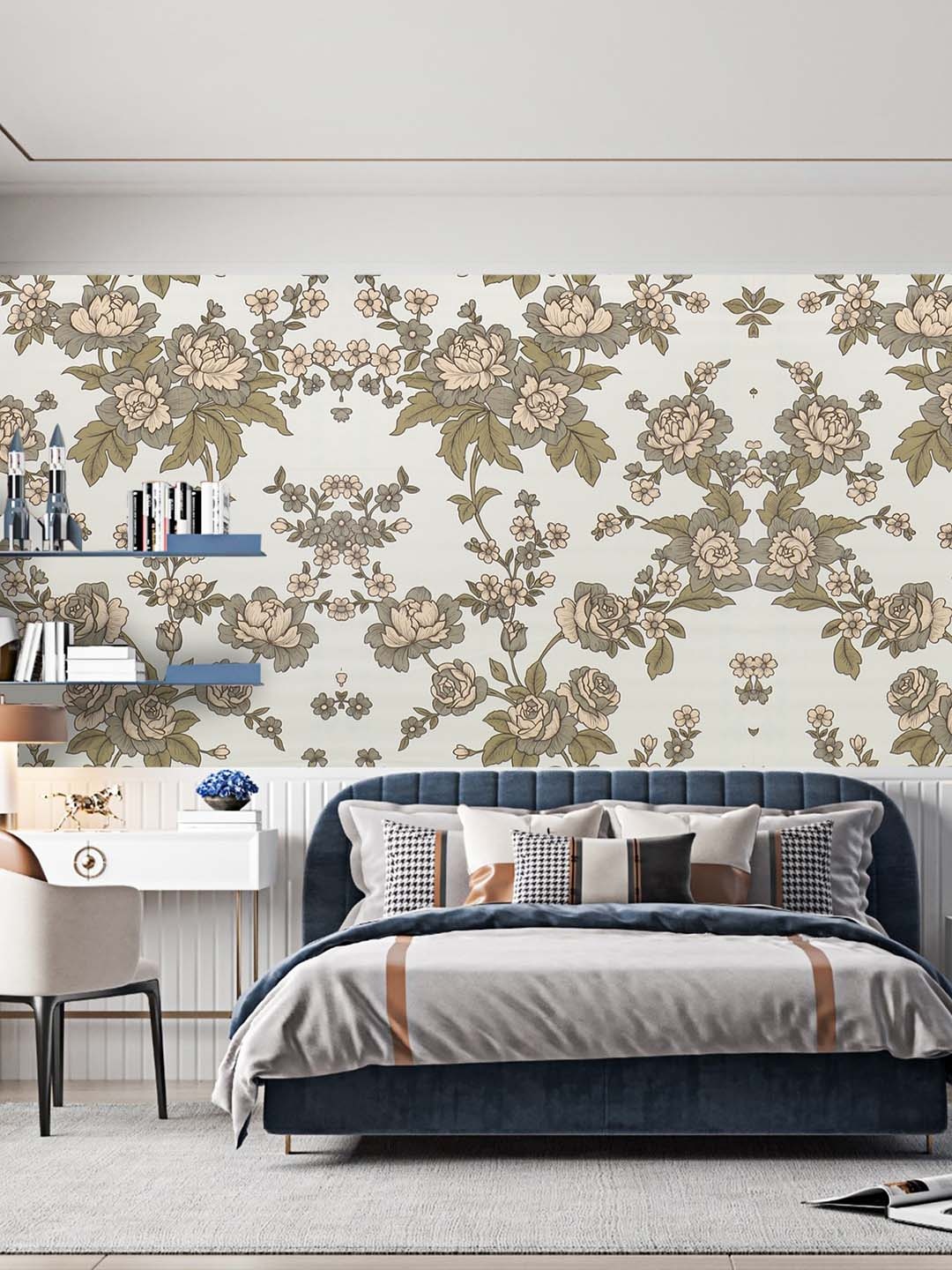 

Dakshya Industries Floral Printed Wall Sticker, Beige