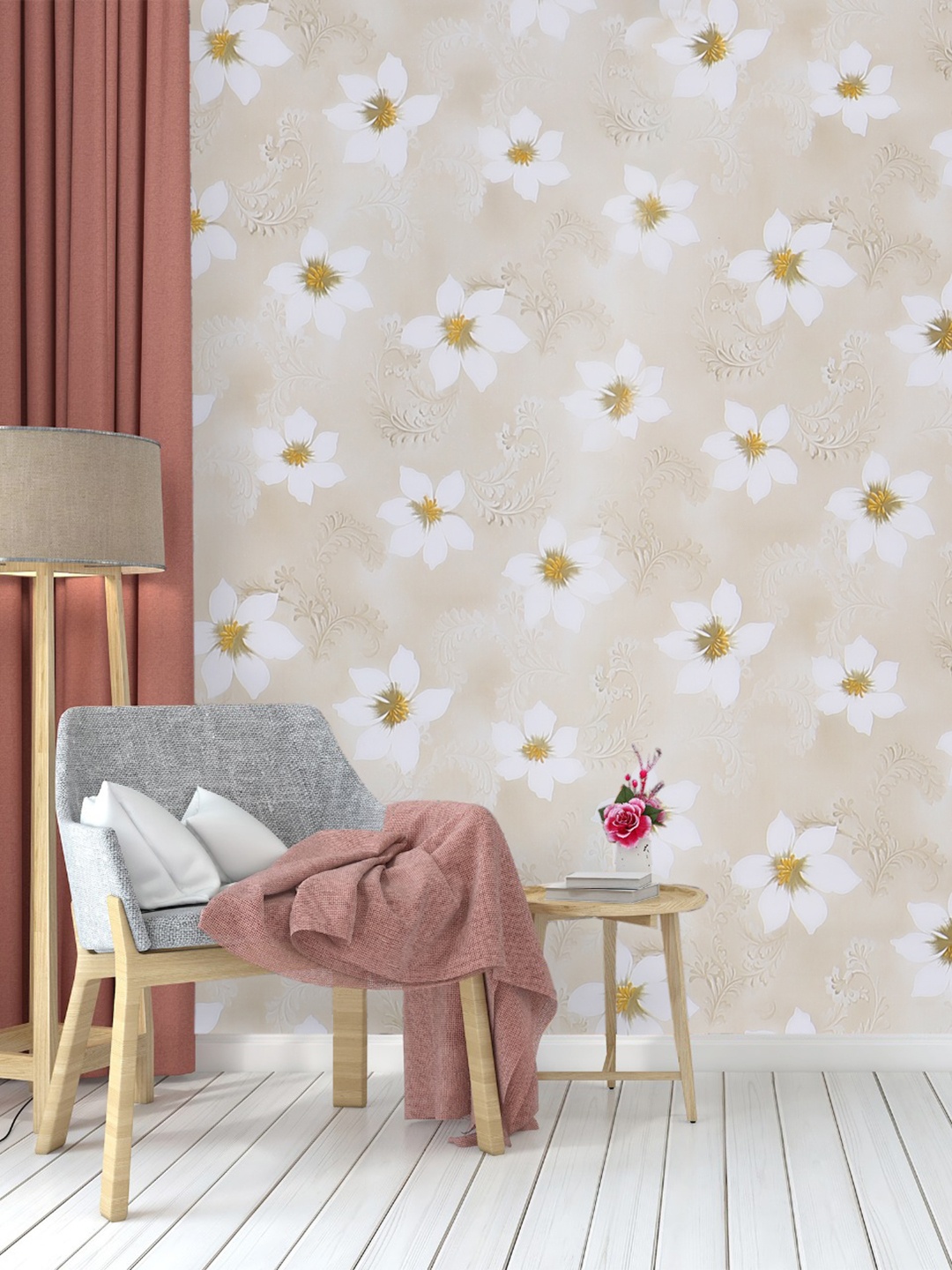 

Dakshya Industries Jasmine Printed Adhesive Wall Sticker, White