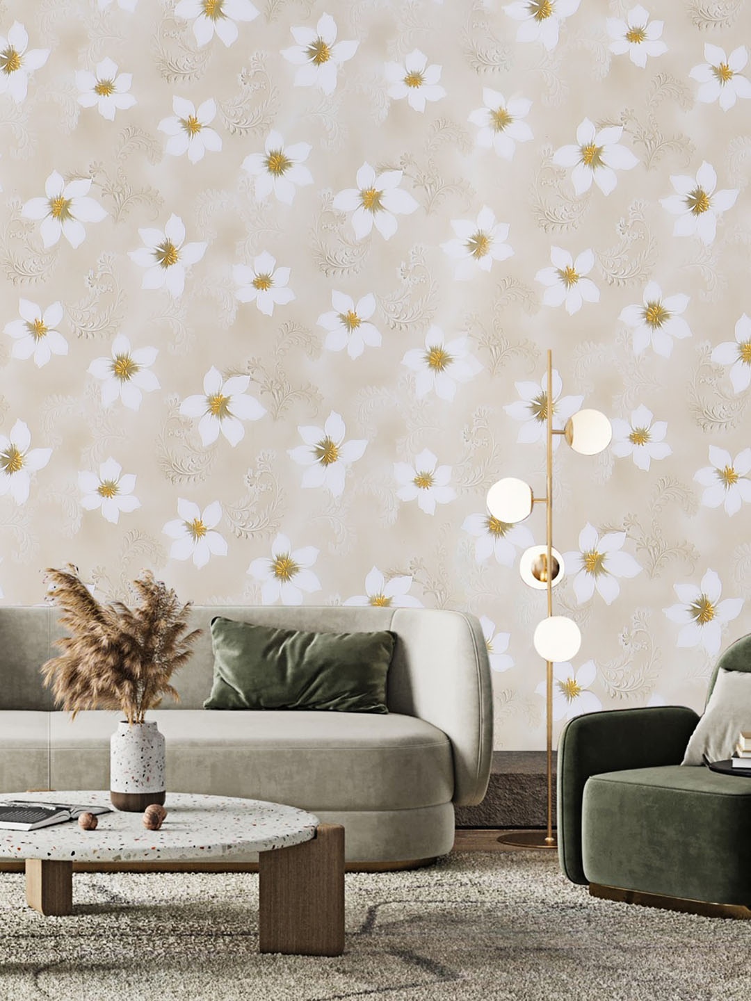 

Dakshya Industries White & Beige Floral Printed Waterproof Self-Adhesive Wallpaper