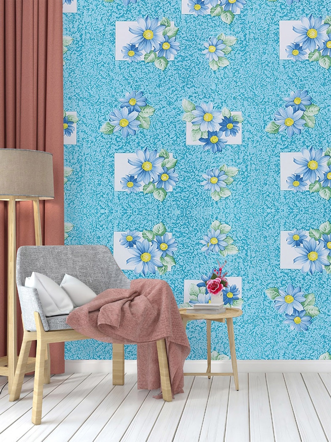 

Dakshya Industries Blue & White Floral Printed Self-Adhesive Wallpaper