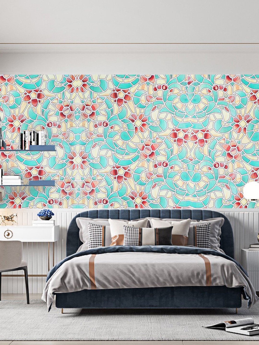 

Dakshya Industries Green & Red Floral Printed Self-Adhesive Wallpaper