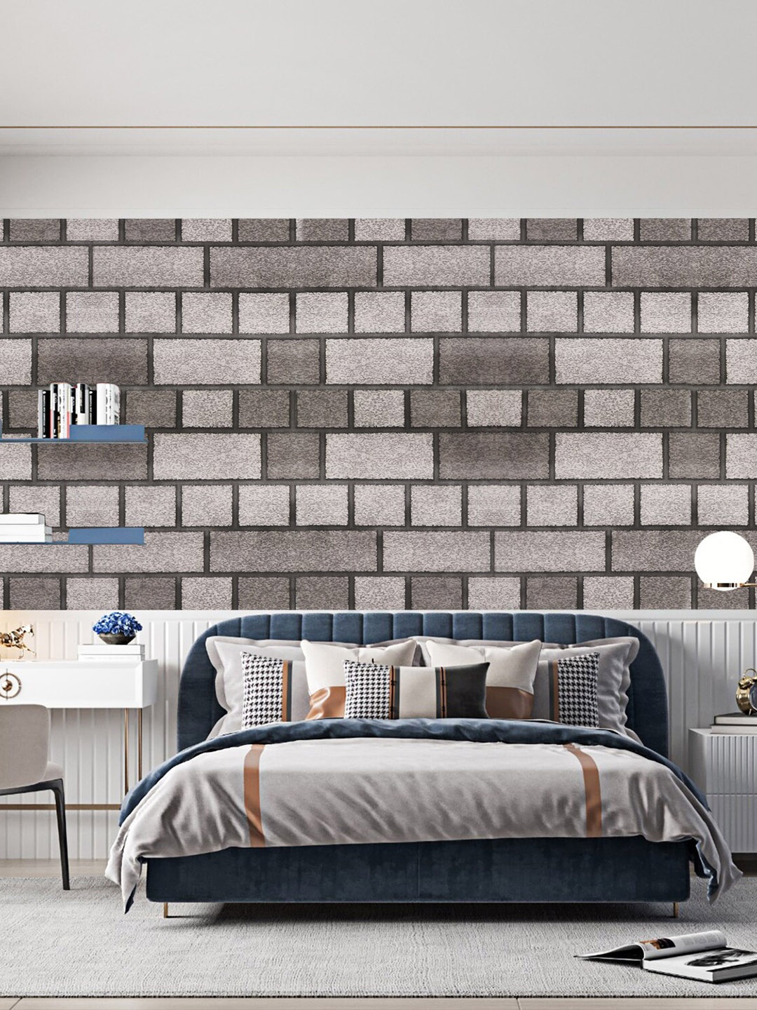 

Dakshya Industries Grey Cement Brick Printed Self-Adhesive Wallpaper