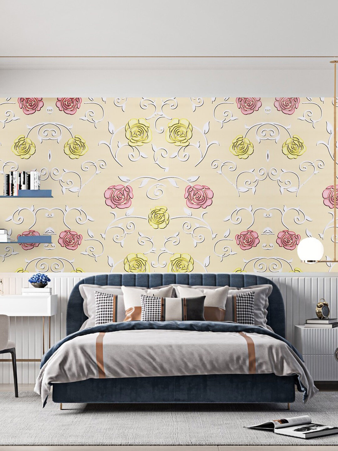 

Dakshya Industries Beige & Pink Floral Printed Self-Adhesive Wallpaper
