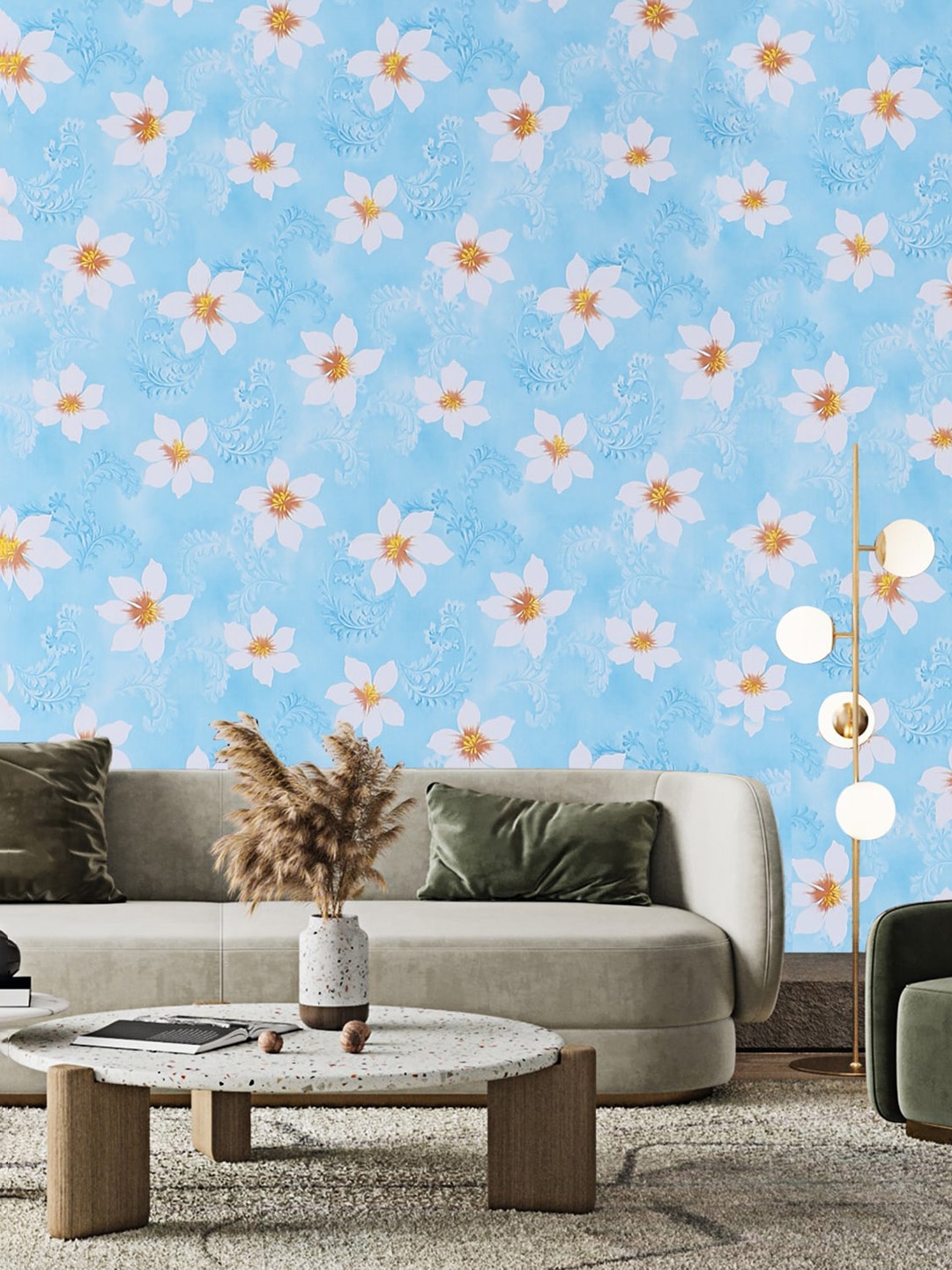 

Dakshya Industries Blue & White Floral Printed Self Adhesive Wallpaper