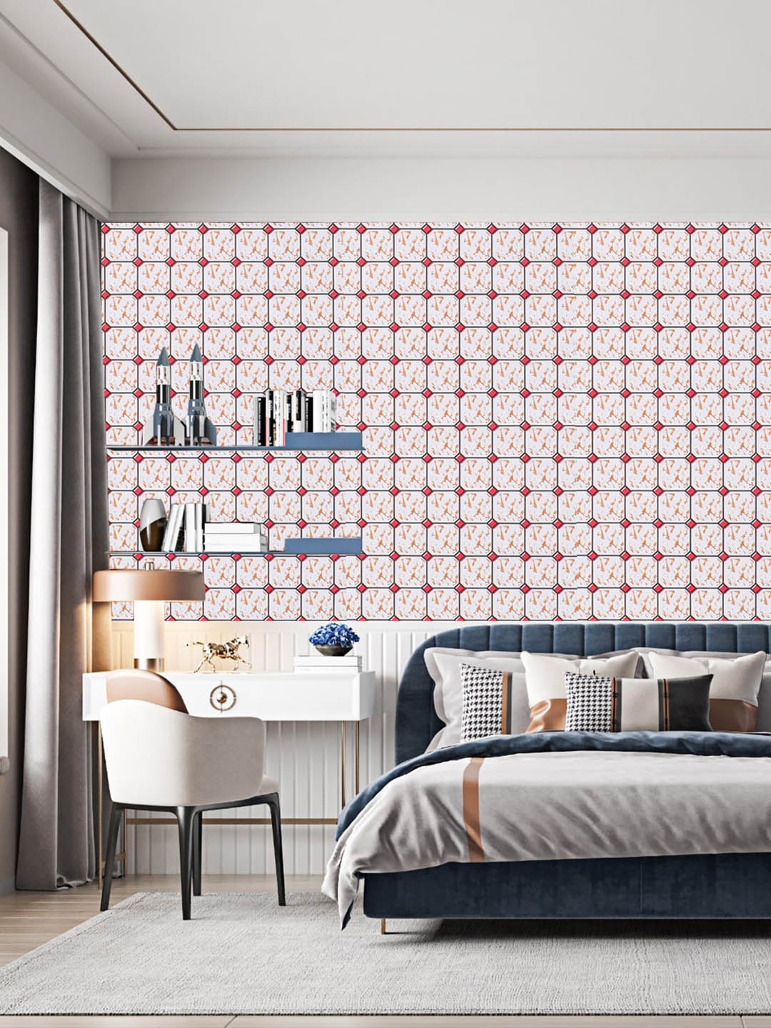 

Dakshya Industries Red & White Abstract Printed Self-Adhesive Wallpaper