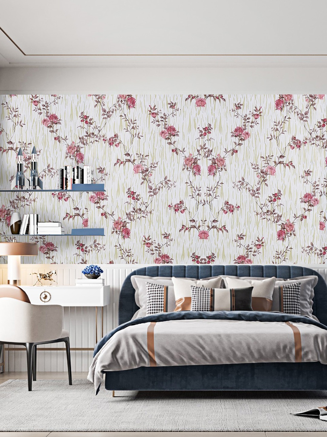 

Dakshya Industries Pink & Green Floral Printed Self-Adhesive Wallpaper