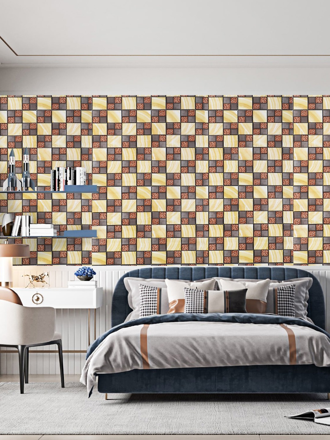 

Dakshya Industries Yellow & Brown Geometric Printed Waterproof Self-Adhesive Wallpaper