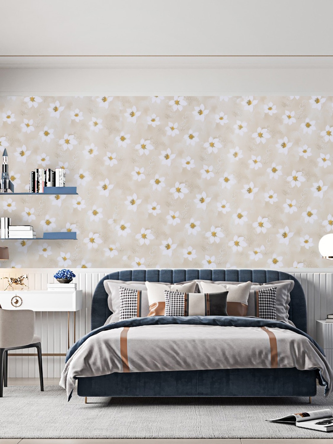 

Dakshya Industries White & Beige Floral Printed Self-Adhesive Wallpaper