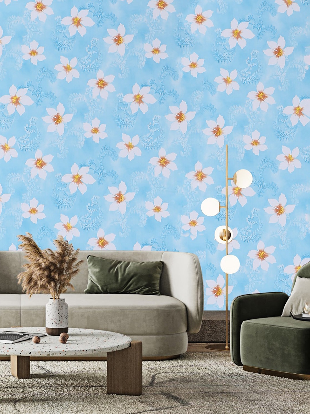 

Dakshya Industries Blue Floral Printed Self Adhesive Wallpaper