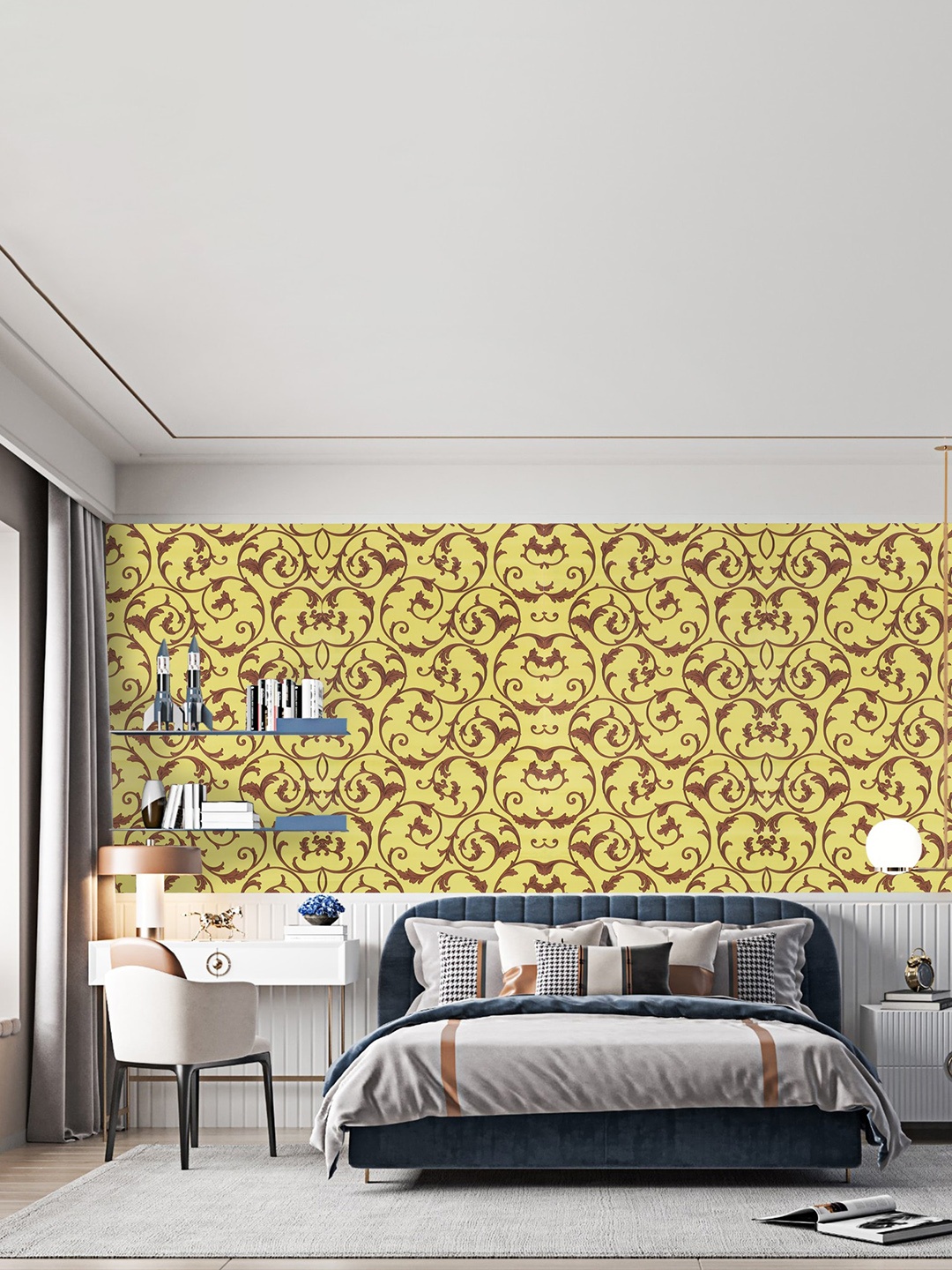 

Dakshya Industries Yellow & Brown Floral Printed Self-Adhesive Wallpaper