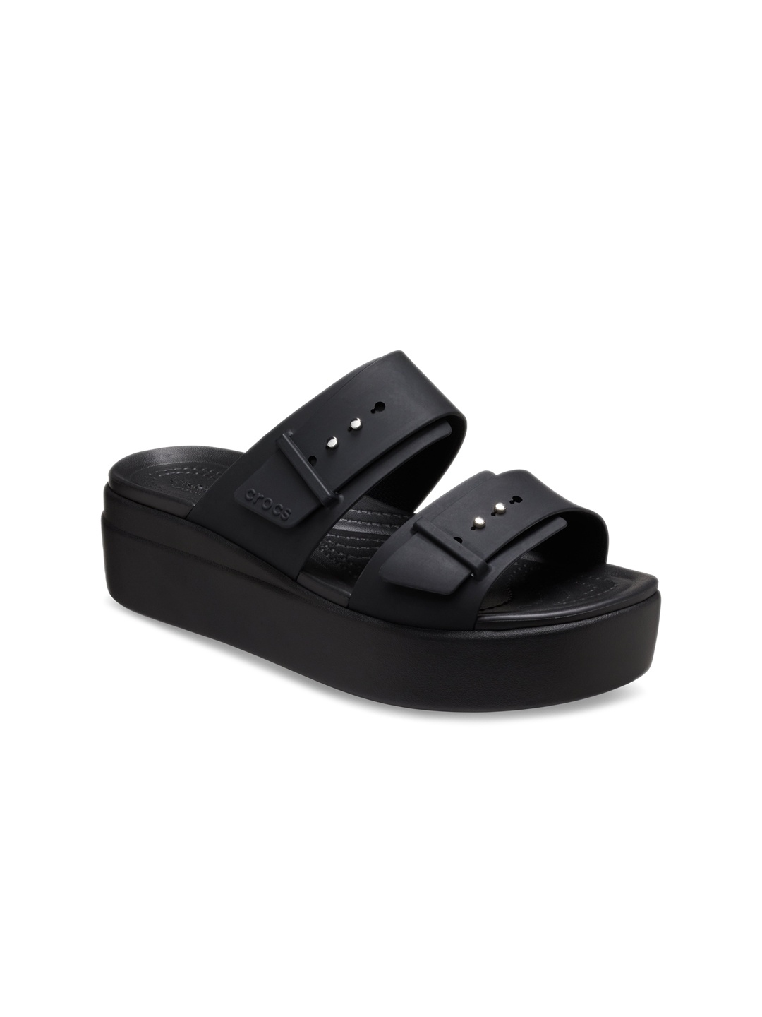 

Crocs Double Straps Flatform Heels, Black