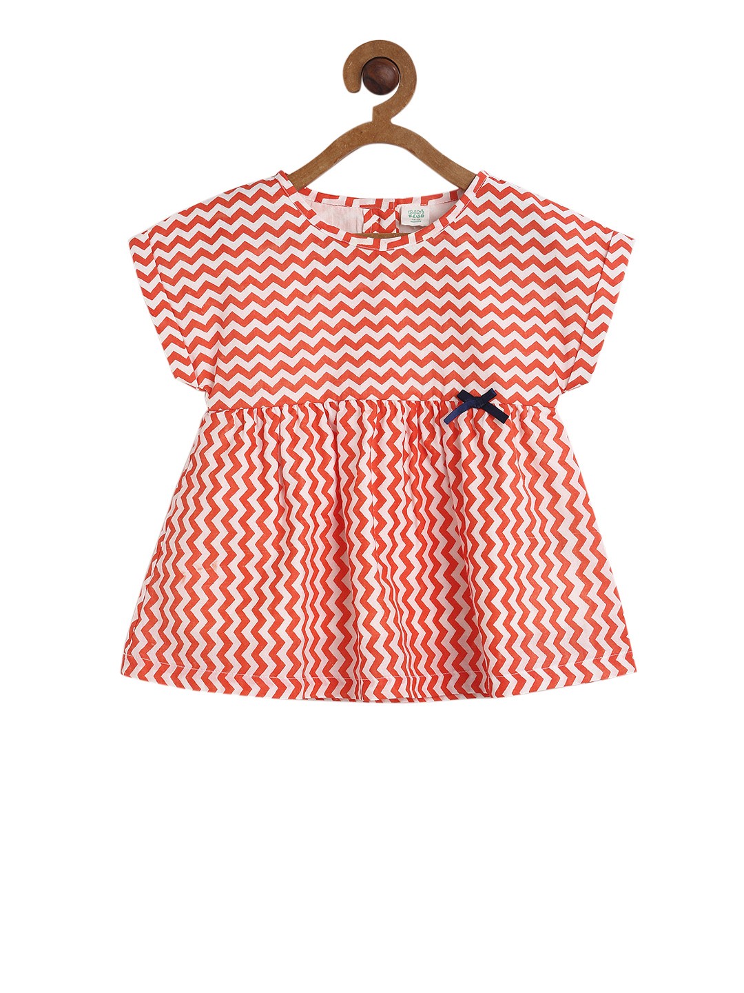 

MINI KLUB Girls Pink & White Printed A-Line Top