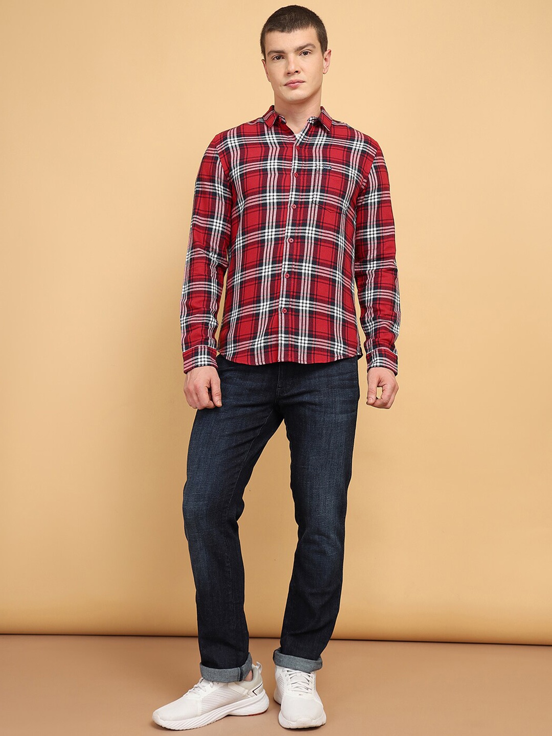 

Wrangler Classic Tartan Checked Cotton Casual Shirt, Red