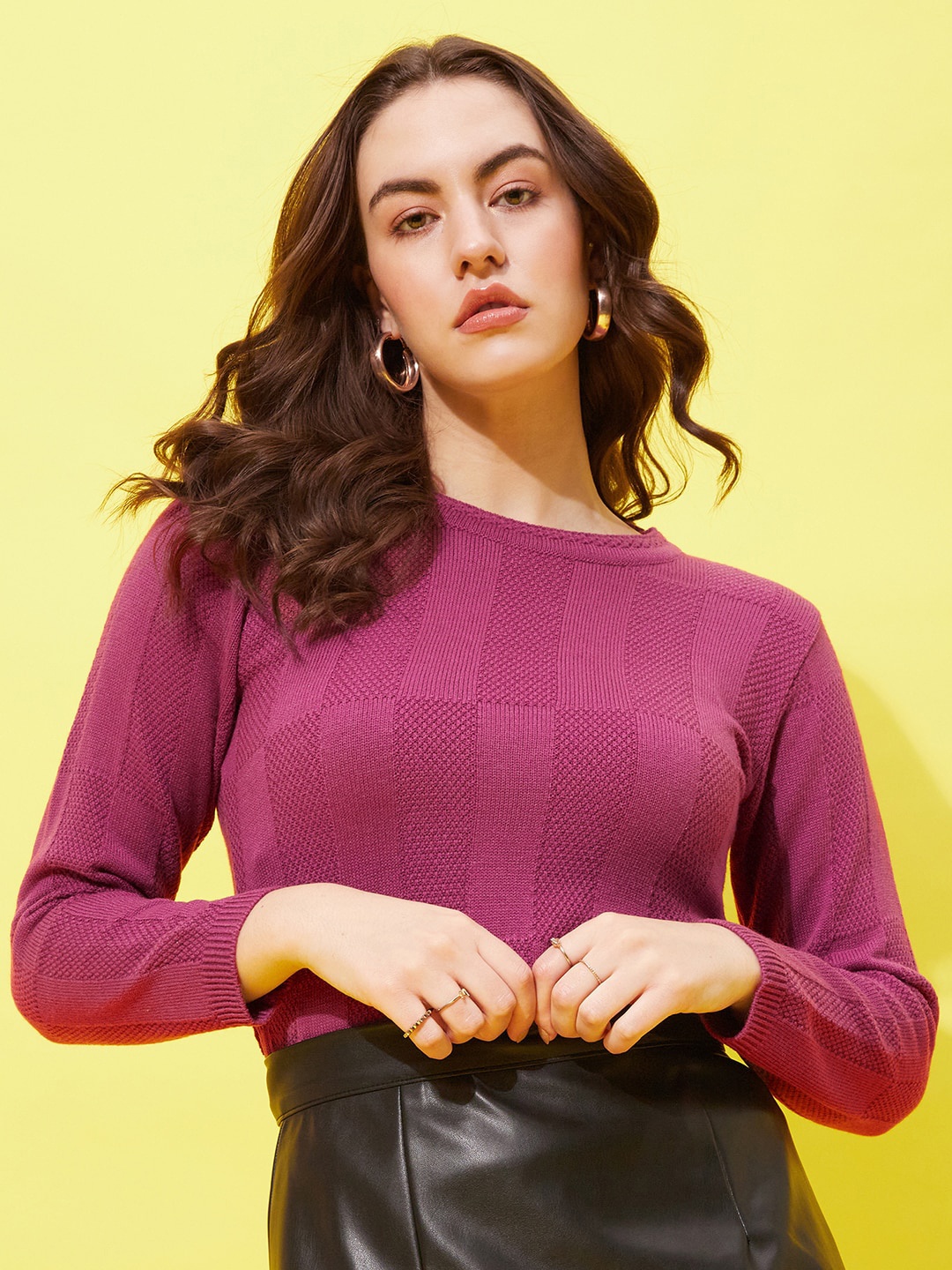 

Modeve Round Neck Acrylic Pullover, Purple