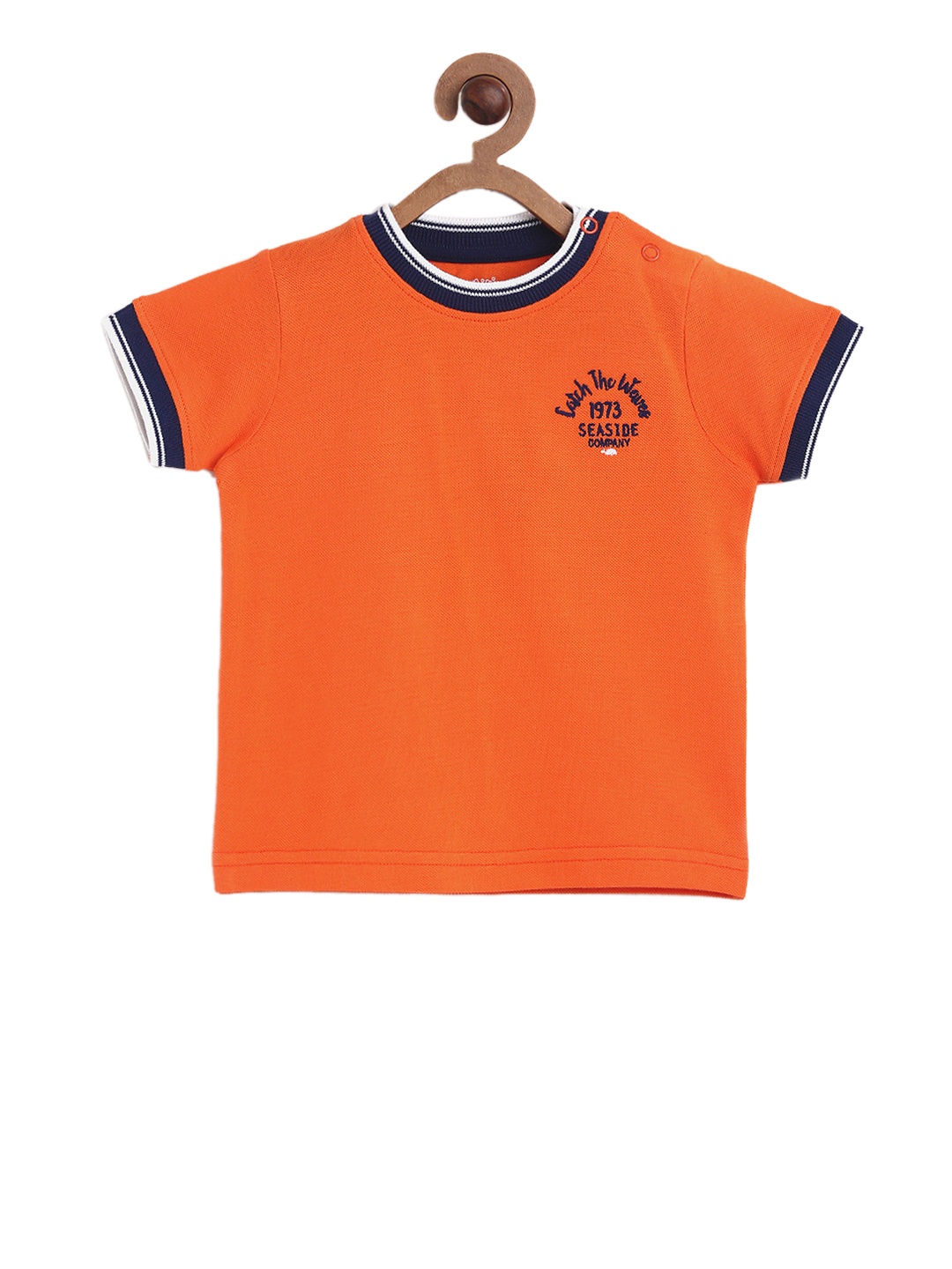 

MINI KLUB Boys Orange Printed Round Neck T-shirt