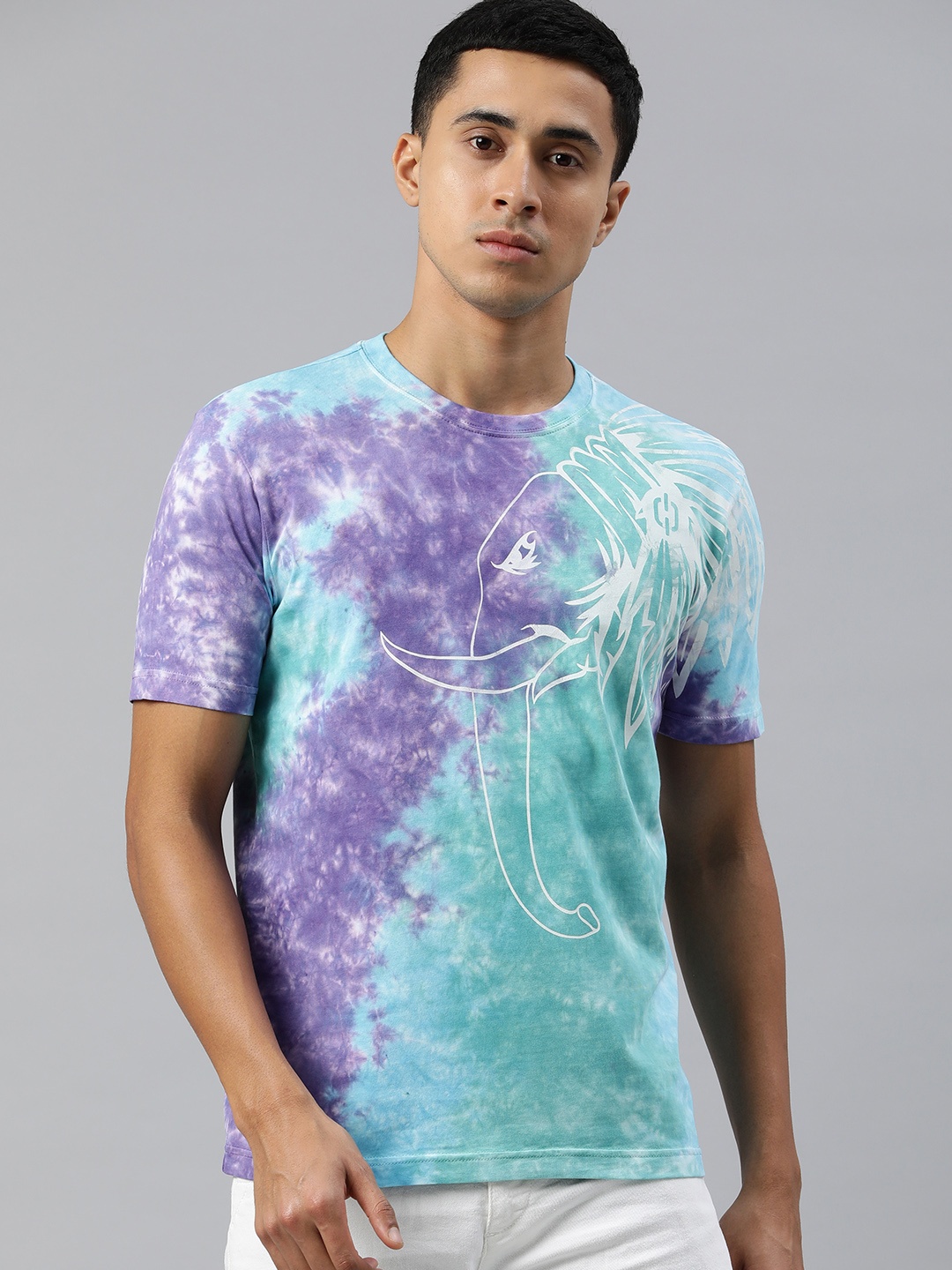 

Huetrap Men Tie & Dye Printed T-shirt, Sea green