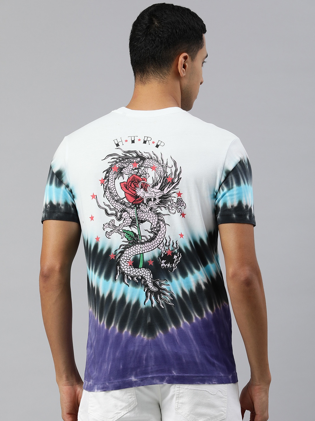 

Huetrap Men Tie & Dye Printed T-shirt, White