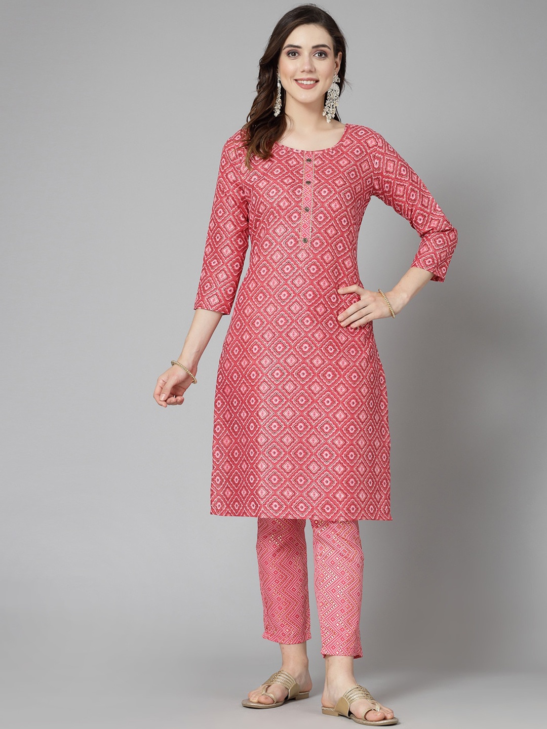 

Stylum Ethnic Motifs Printed Regular Kurta With Trousers, Pink