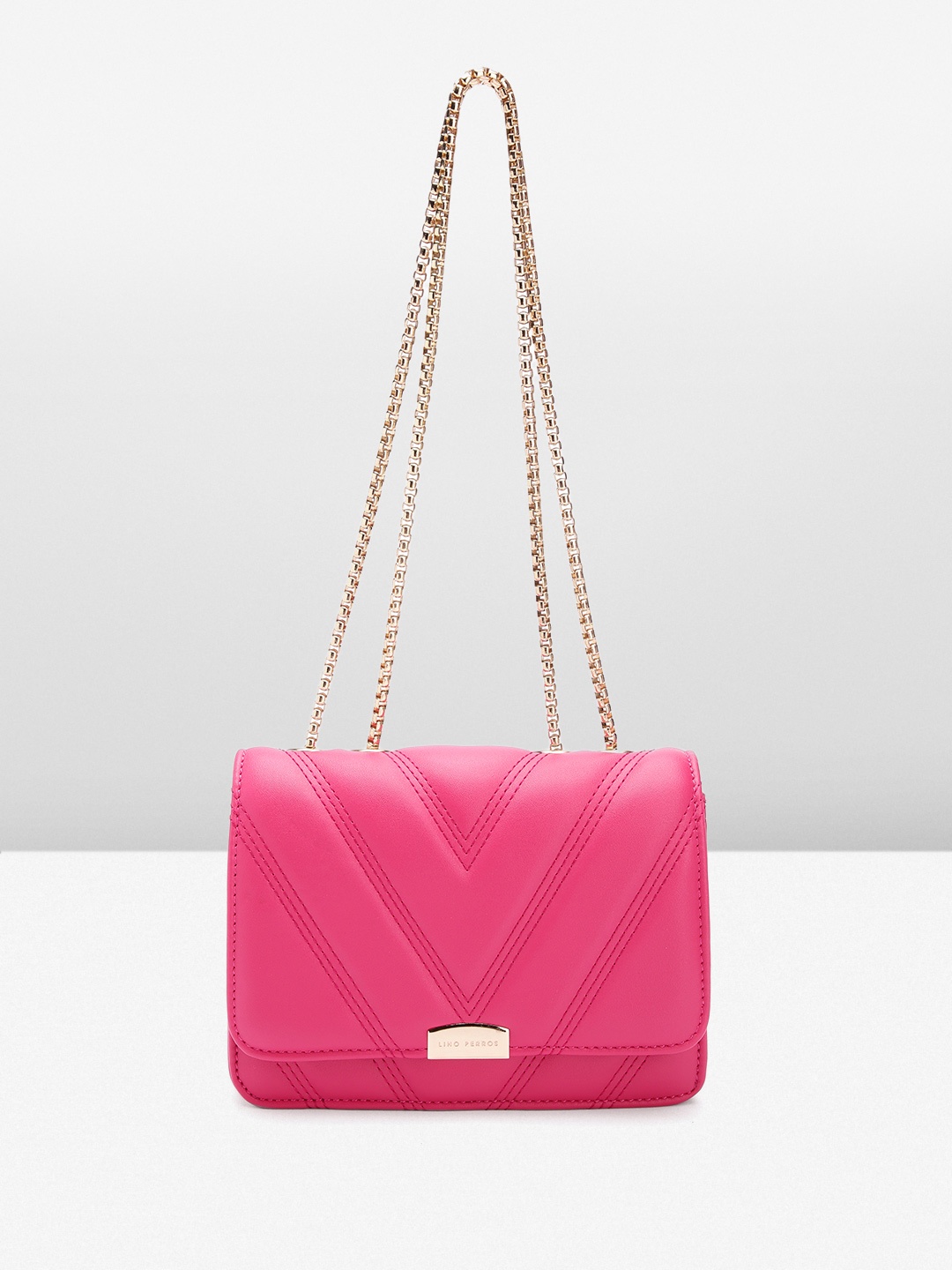 

Lino Perros Textured Structured Sling Bag with Quilted Detail, Fuchsia