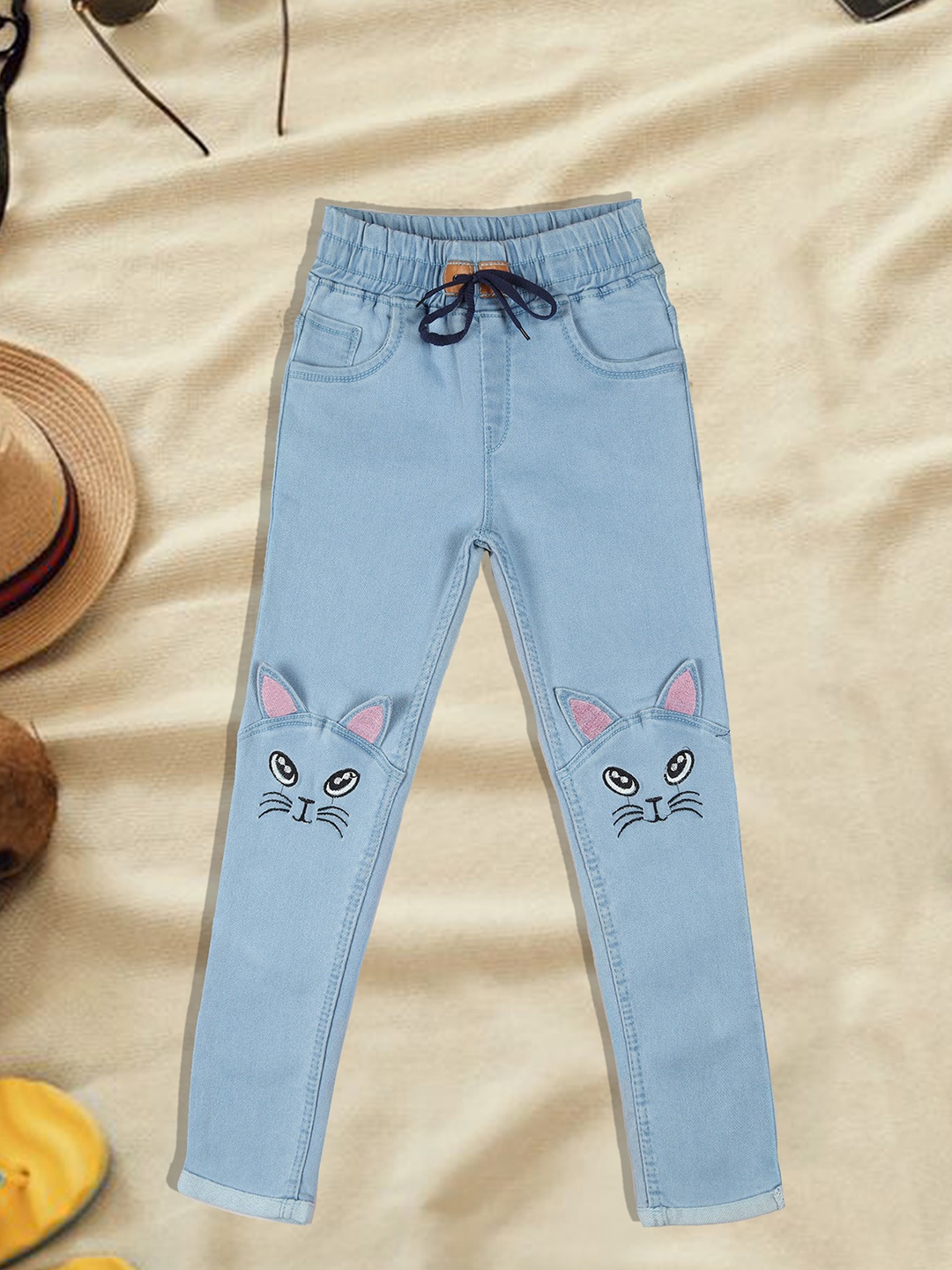 

A-Okay Boys High-Rise Acid Wash Embroidered Stretchable Clean Look Jeans, Blue