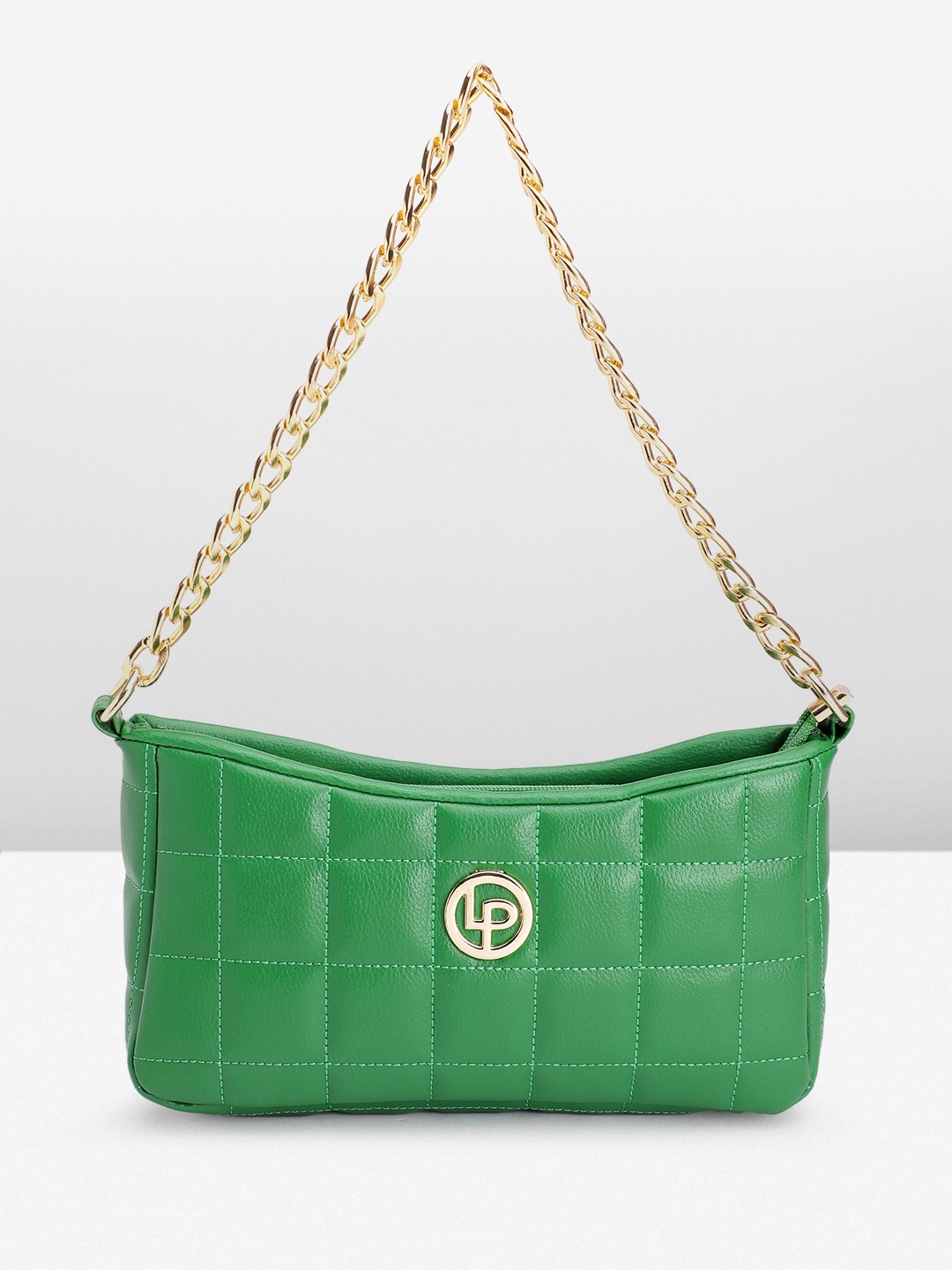 

Lino Perros Structured Baguette Bag with Quilted Detail, Green