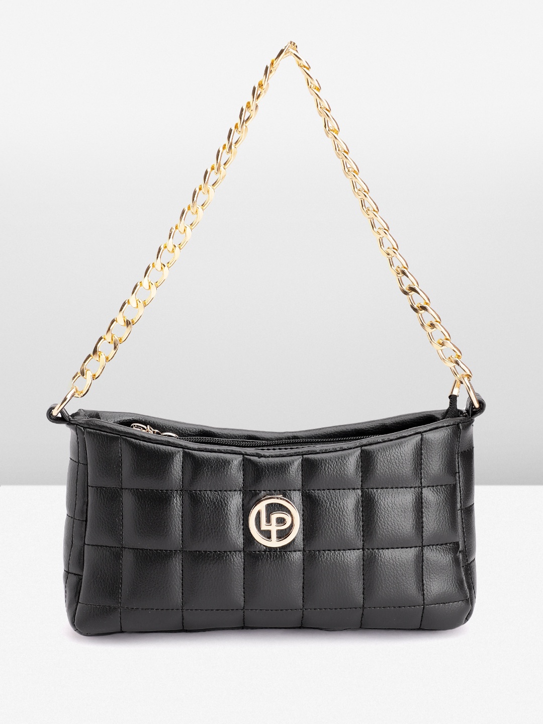 

Lino Perros Structured Baguette Bag with Quilted Detail, Black