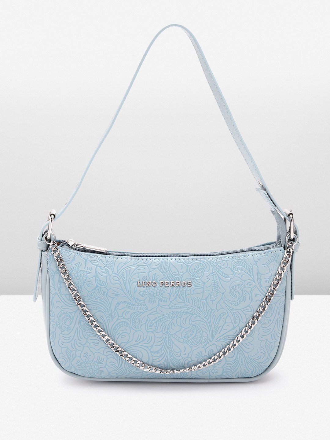 

Lino Perros Floral Textured Structured Baguette Bag, Blue