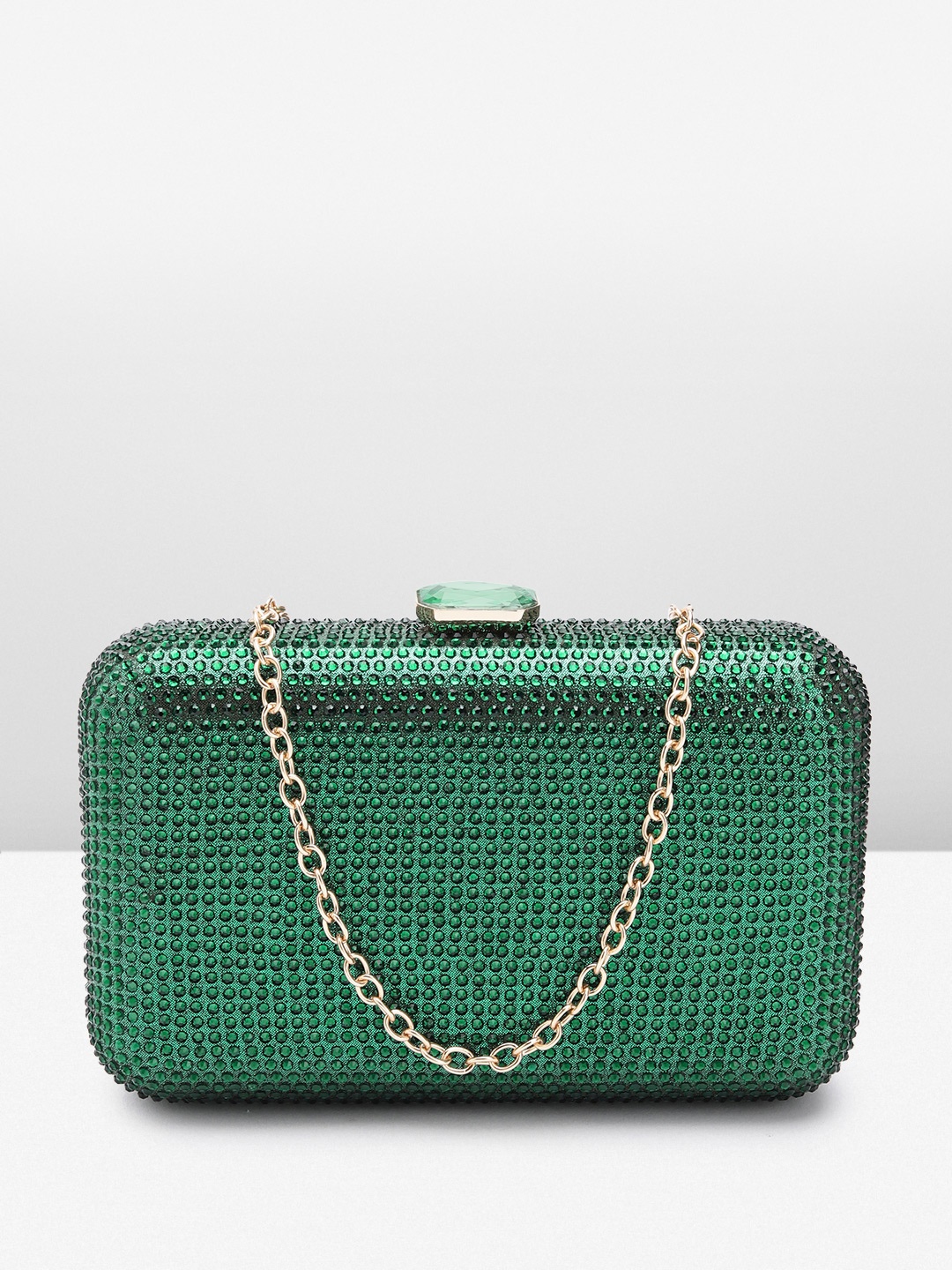 

Lino Perros Embellished Party Box Clutch, Green