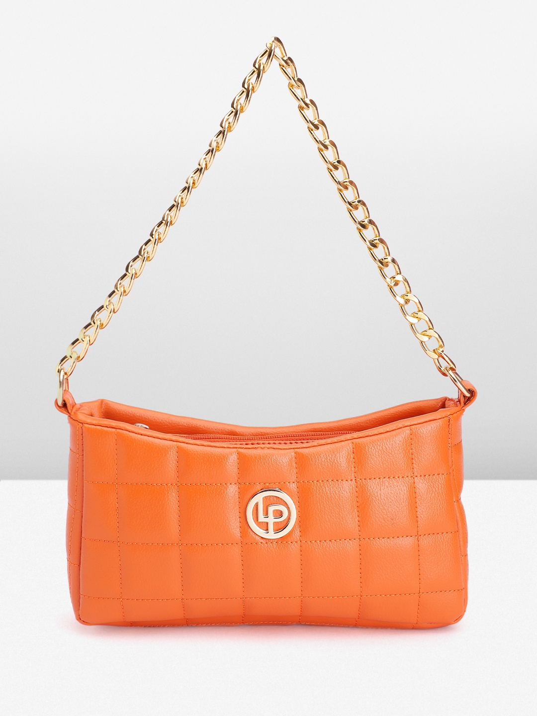 

Lino Perros Structured Baguette Bag with Quilted Detail, Orange