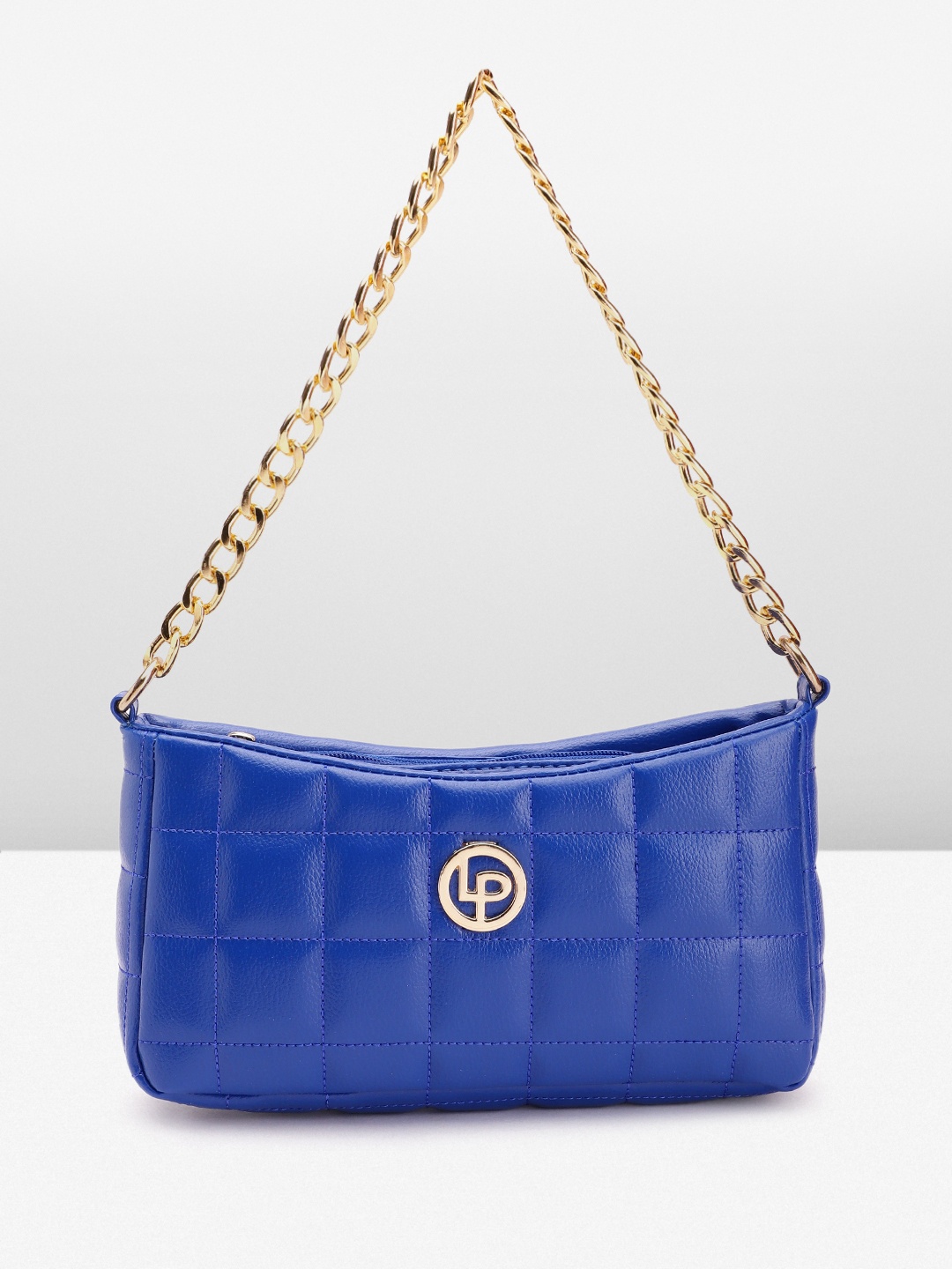 

Lino Perros Geometric Textured Structured Shoulder Bag with Quilted Detail, Blue