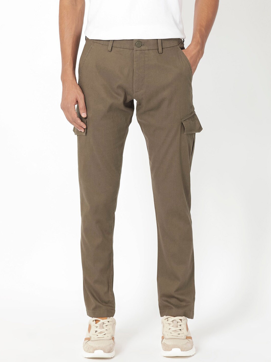 

RARE RABBIT Men Curo Mid-Rise Slim Fit Trouser, Olive