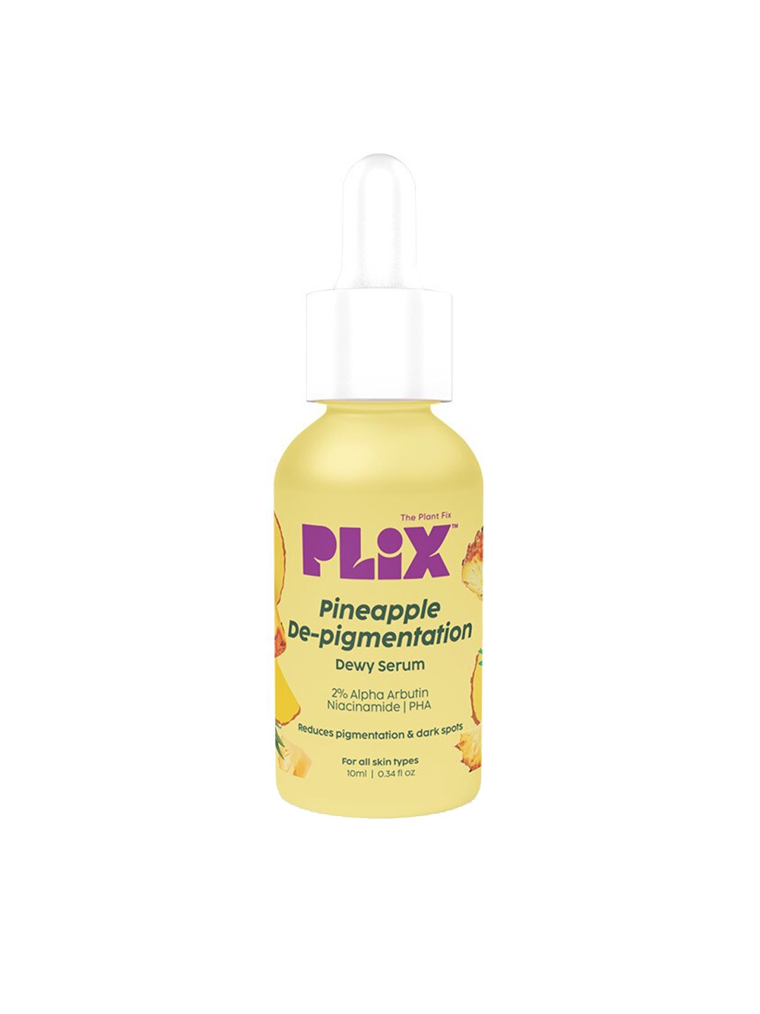

PLIX THE PLANT FIX 2% Alpha Arbutin Pineapple De-Pigmentation Dewy Face Serum - 10ml, Yellow