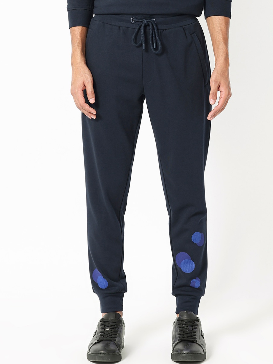 

RARE RABBIT Men Toka Regular Fit Cotton joggers, Navy blue