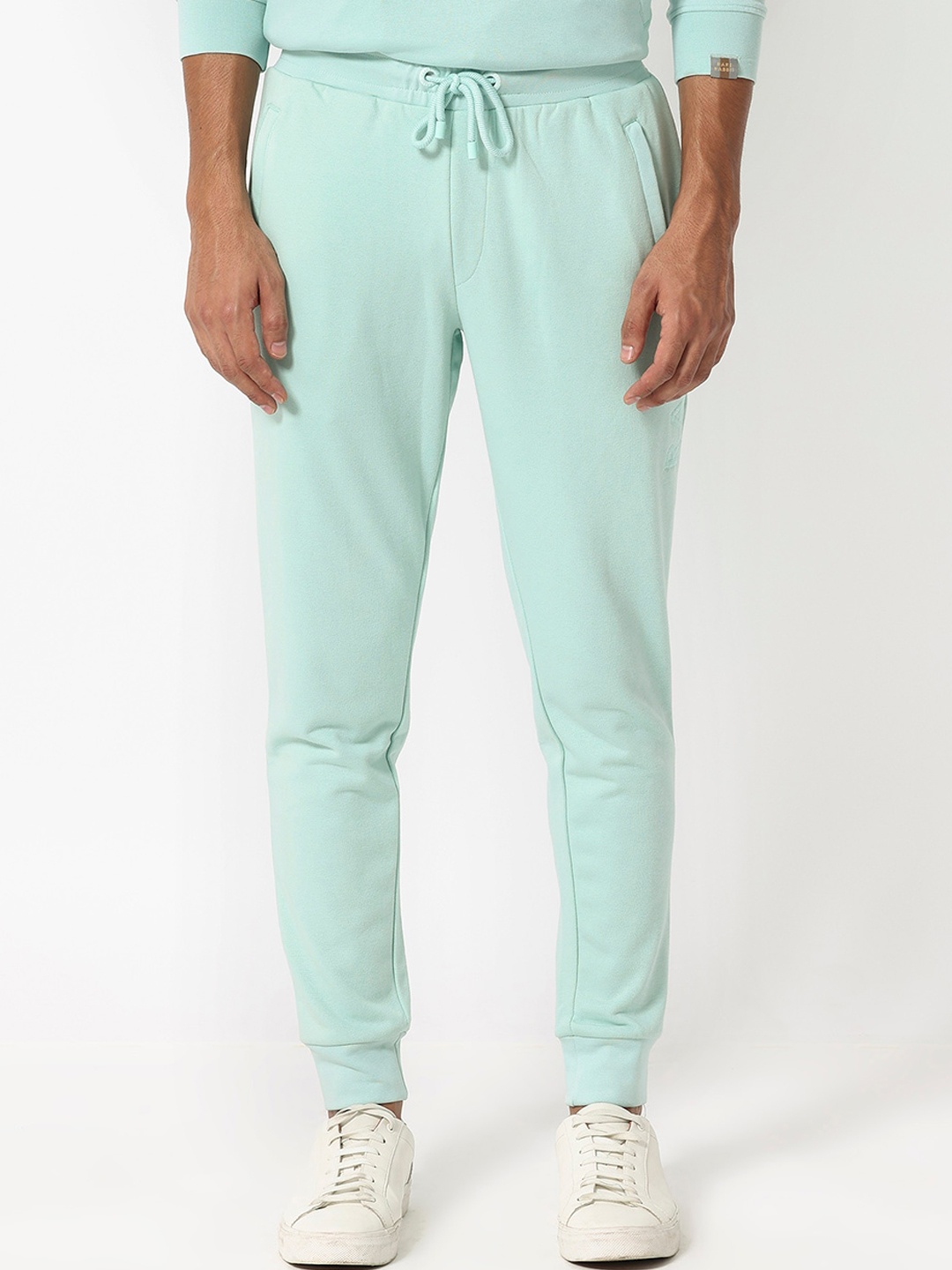 

RARE RABBIT Men Shiga Regular Fit Cotton Joggers, Blue