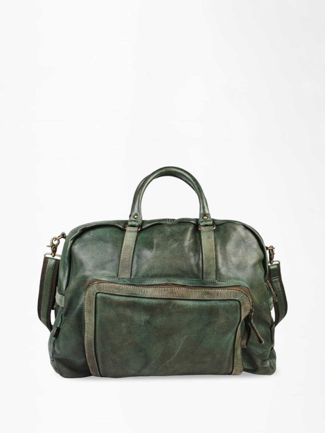

ART N VINTAGE Unisex Water-Resistant Large Weekender Leather Duffel Bag, Olive