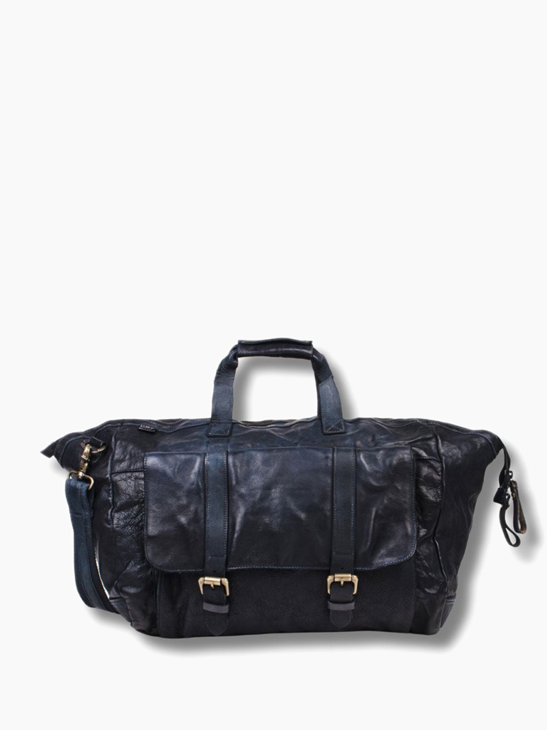 

ART N VINTAGE Unisex Water-Resistant Large Weekender Leather Duffel Bag, Navy blue