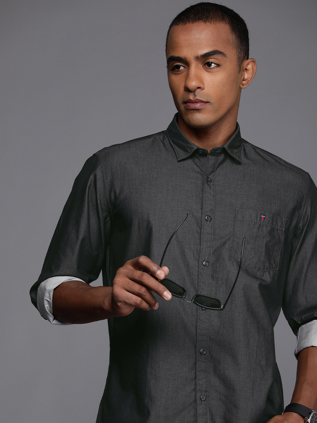 

Louis Philippe Jeans Pure Cotton Slim Fit Casual Shirt, Charcoal