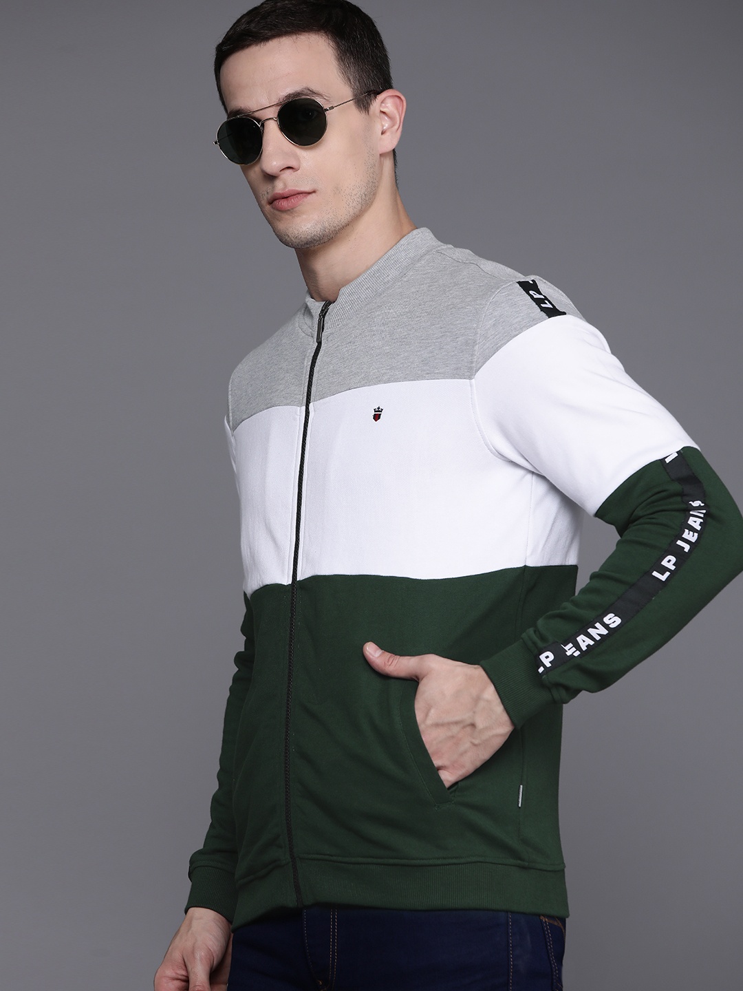 

Louis Philippe Jeans Pure Cotton Colourblocked Sweatshirt, White