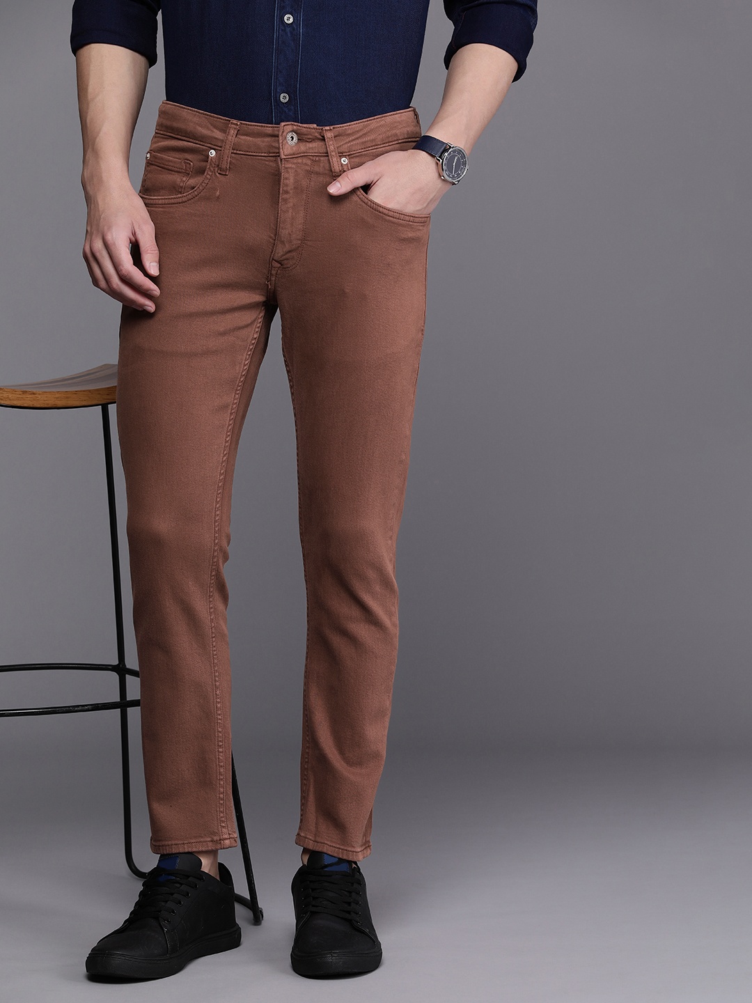 

Louis Philippe Jeans Men Smart Fit Low-Rise Stretchable Jeans, Rust