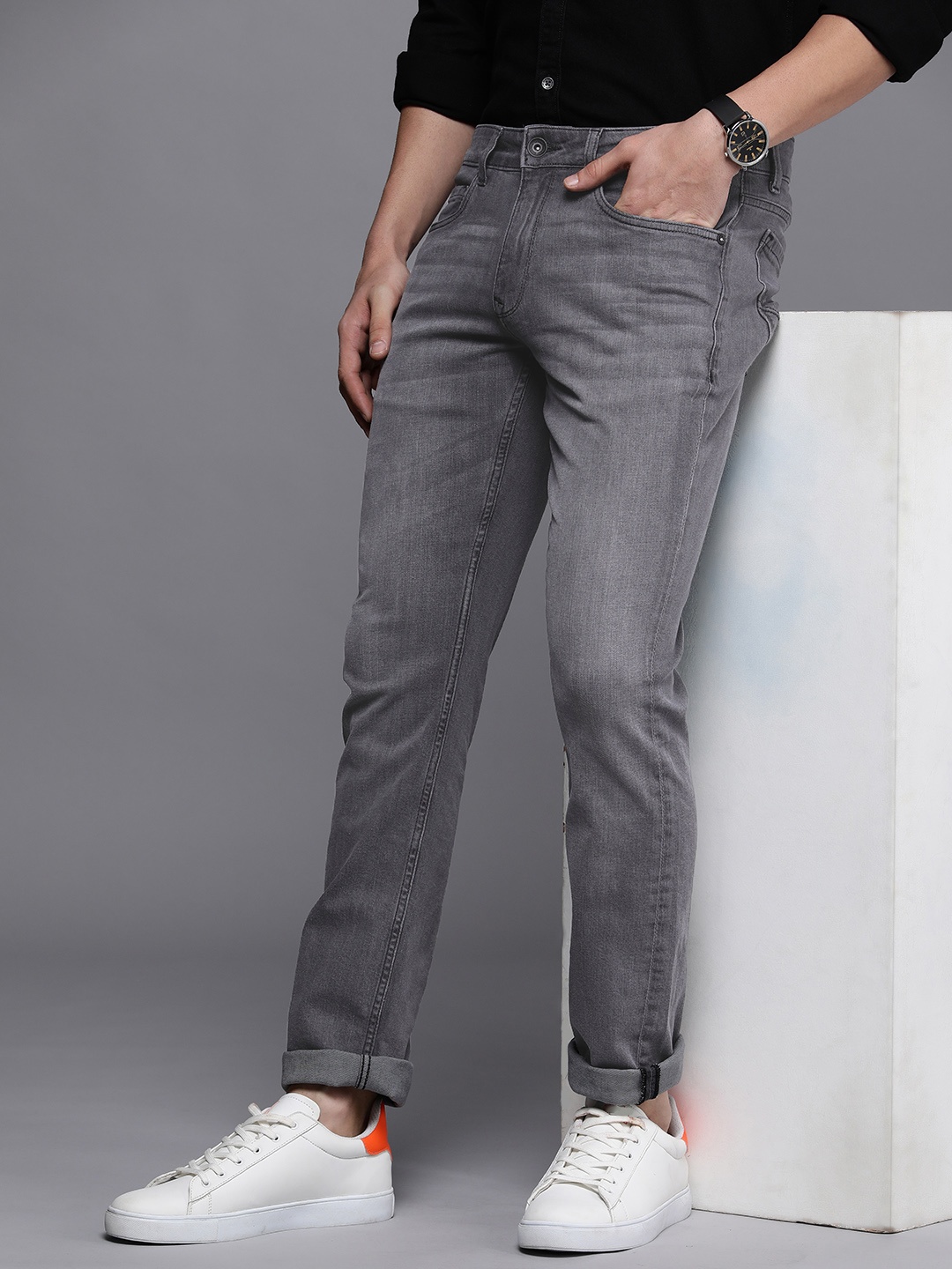 

Louis Philippe Jeans Men Slim Fit Stretchable Casual Jeans, Grey