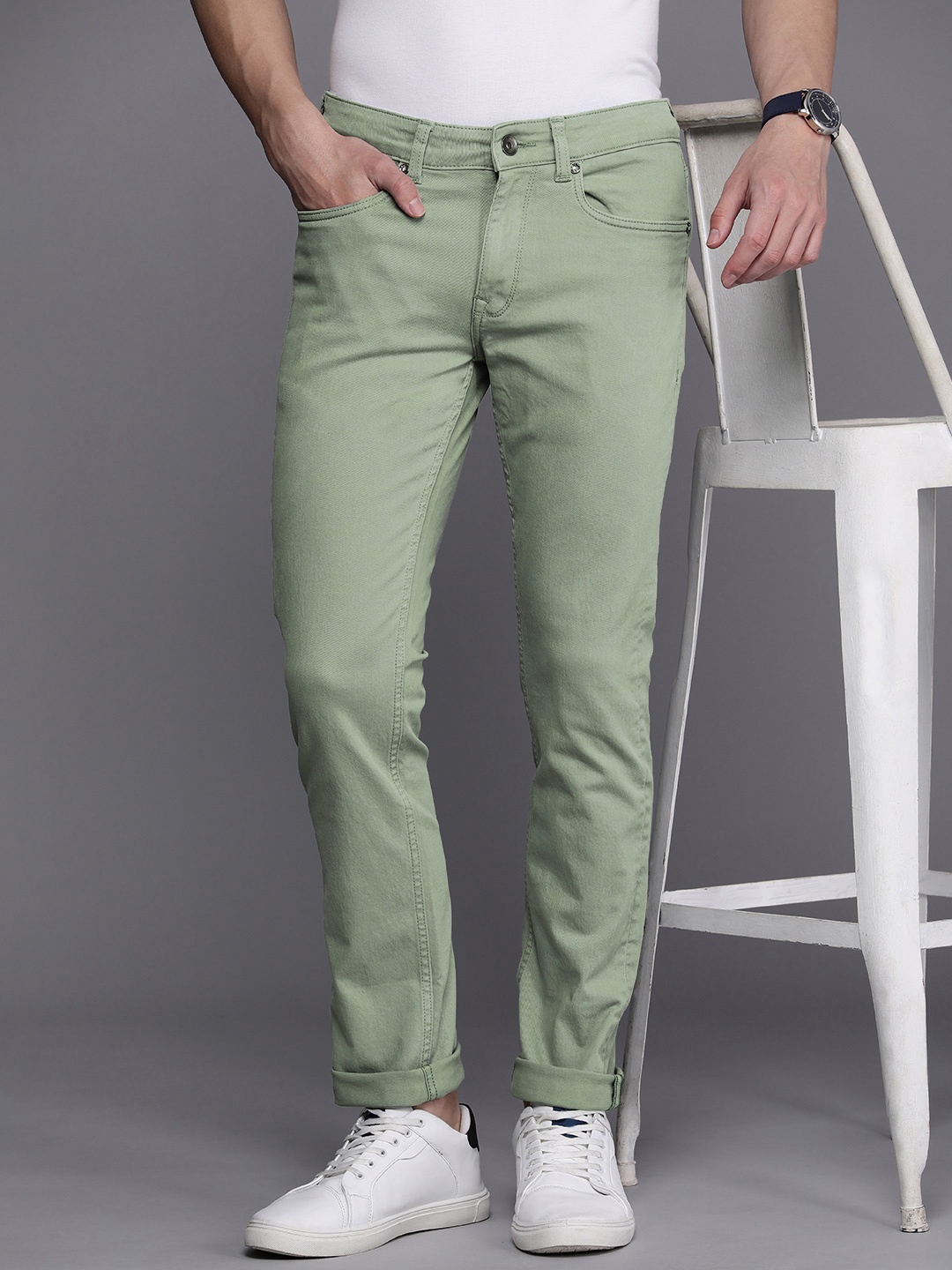 

Louis Philippe Jeans Men Slim Fit Stretchable Jeans, Green