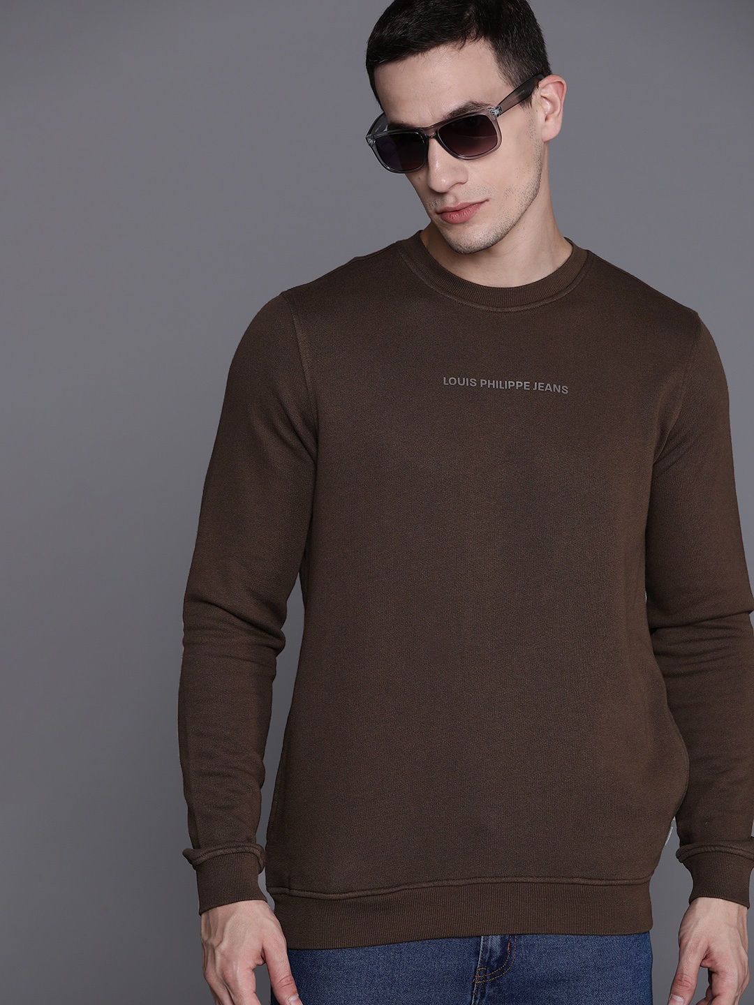 

Louis Philippe Jeans Pure Cotton Sweatshirt, Brown